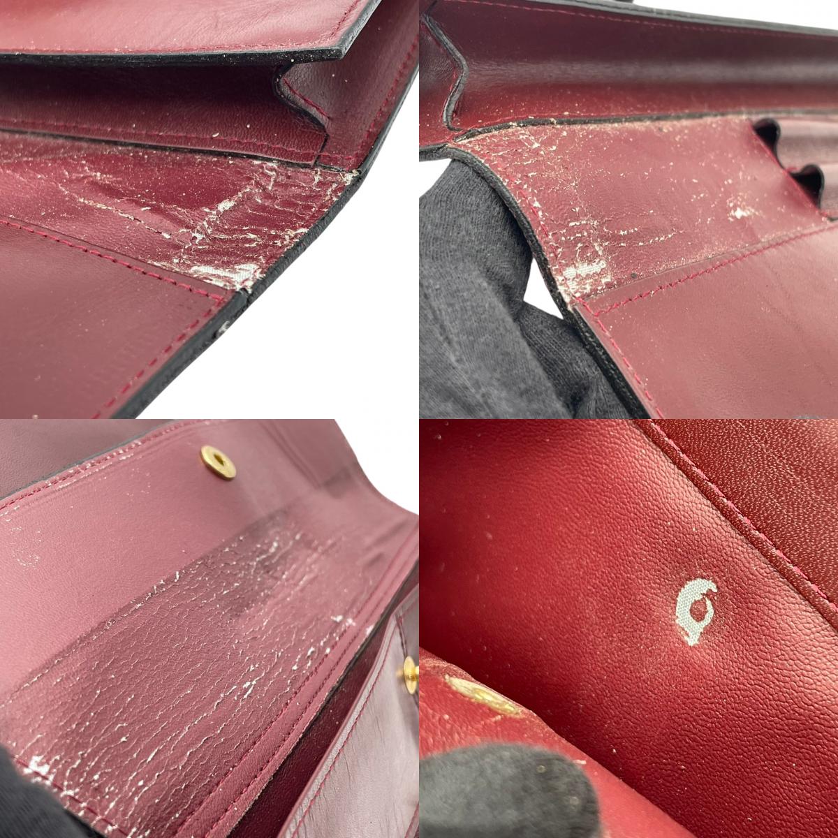 カルティエ Cartier マストライン Must de Cartier レザー セカンドバッグ クラッチバッグ 手提げかばん フラップ 鍵付き ロック金具 2Cモチーフ エンボス 本革 ボルドー バーガンディ 赤紫 ゴールド金具 ビンテージ S51