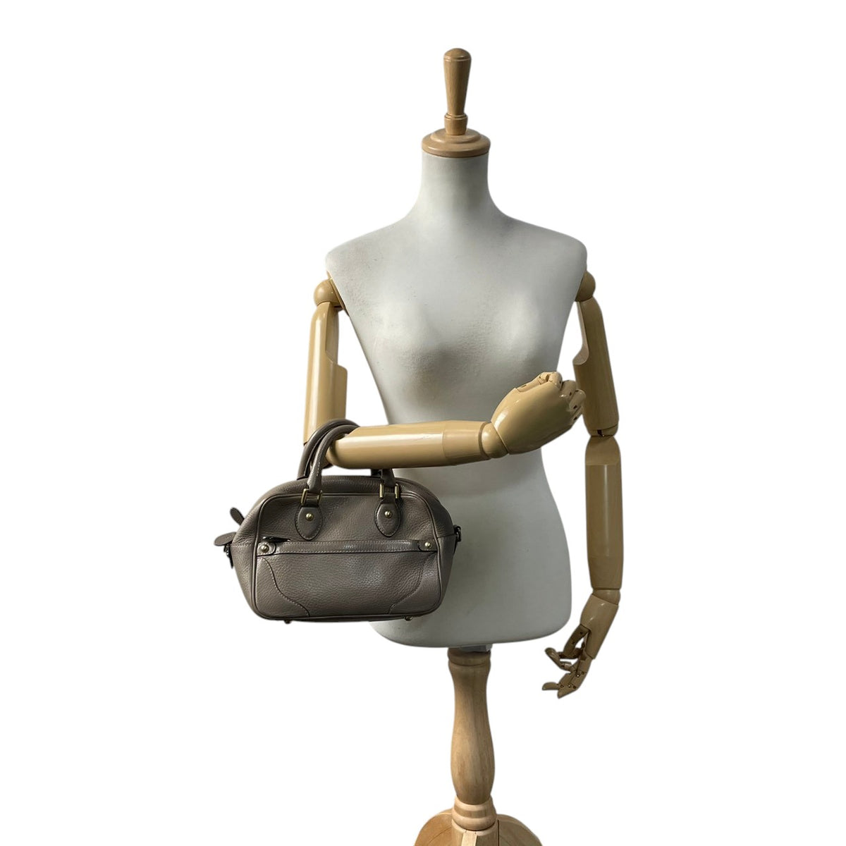 ジェイアンドエムデヴィッドソン J&M DAVIDSON BABY MIA ベイビー ミア ハンドバッグ ボストンバッグ 手提げかばん シュリンクレザー 本革 グレージュ ベージュ系 ゴールド金具 クラシカル エレガント レディース S51