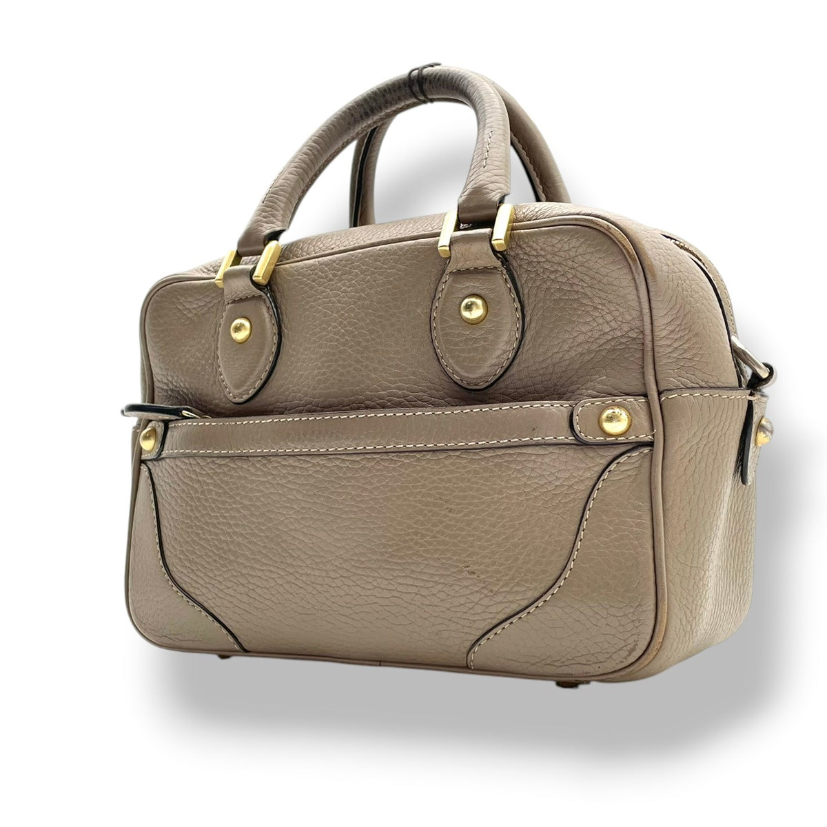ジェイアンドエムデヴィッドソン J&M DAVIDSON BABY MIA ベイビー ミア ハンドバッグ ボストンバッグ 手提げかばん シュリンクレザー 本革 グレージュ ベージュ系 ゴールド金具 クラシカル エレガント レディース S51