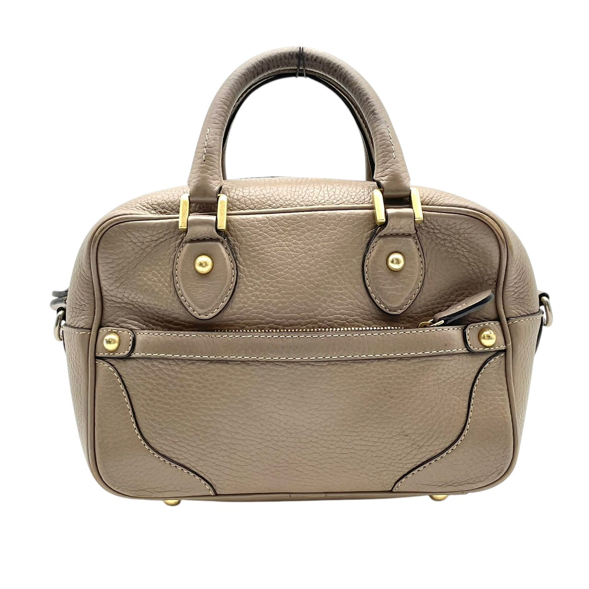 ジェイアンドエムデヴィッドソン J&M DAVIDSON BABY MIA ベイビー ミア ハンドバッグ ボストンバッグ 手提げかばん シュリンクレザー 本革 グレージュ ベージュ系 ゴールド金具 クラシカル エレガント レディース S51