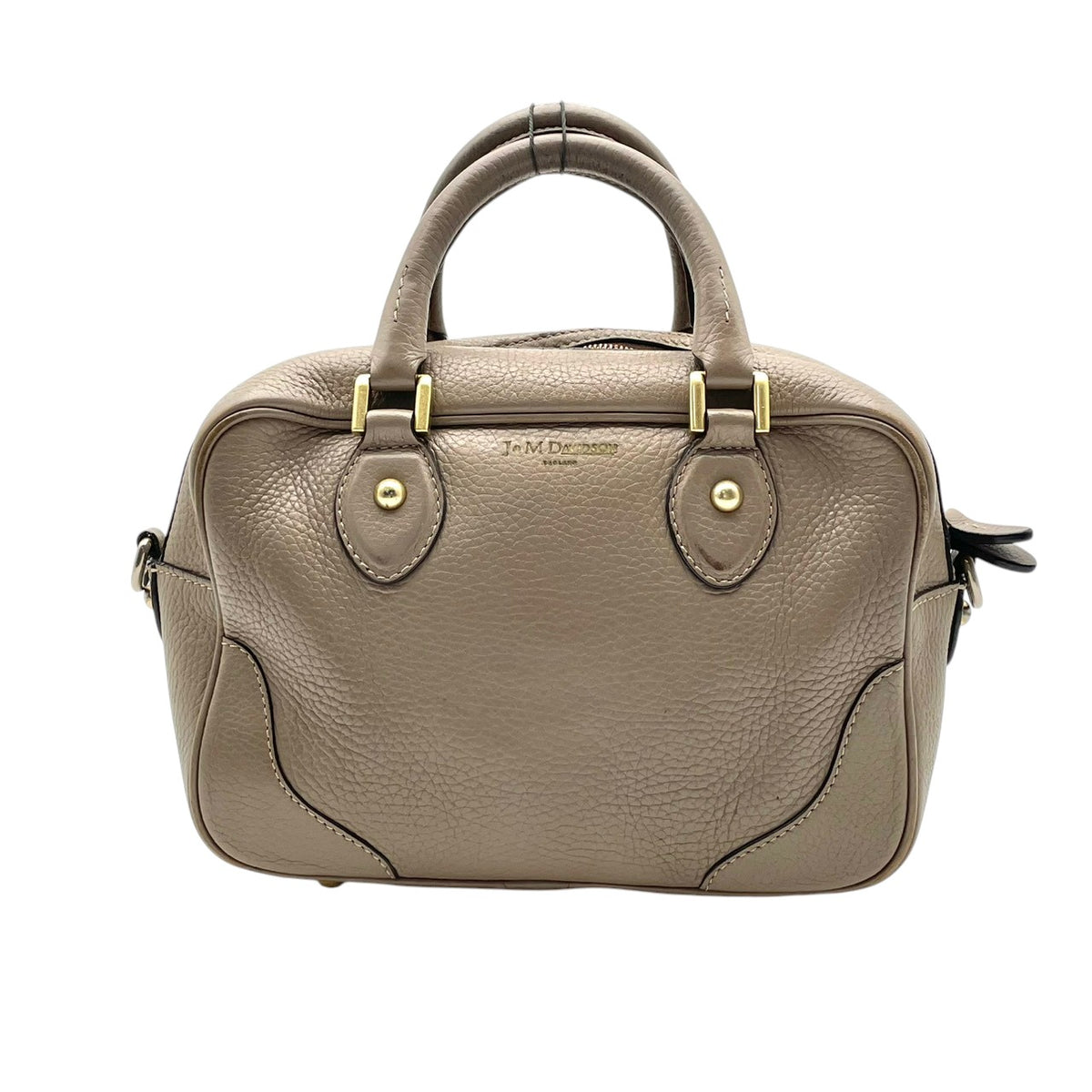 ジェイアンドエムデヴィッドソン J&M DAVIDSON BABY MIA ベイビー ミア ハンドバッグ ボストンバッグ 手提げかばん シュリンクレザー 本革 グレージュ ベージュ系 ゴールド金具 クラシカル エレガント レディース S51