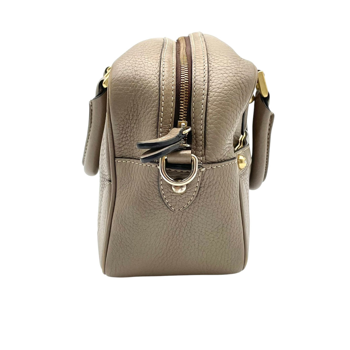 ジェイアンドエムデヴィッドソン J&M DAVIDSON BABY MIA ベイビー ミア ハンドバッグ ボストンバッグ 手提げかばん シュリンクレザー 本革 グレージュ ベージュ系 ゴールド金具 クラシカル エレガント レディース S51