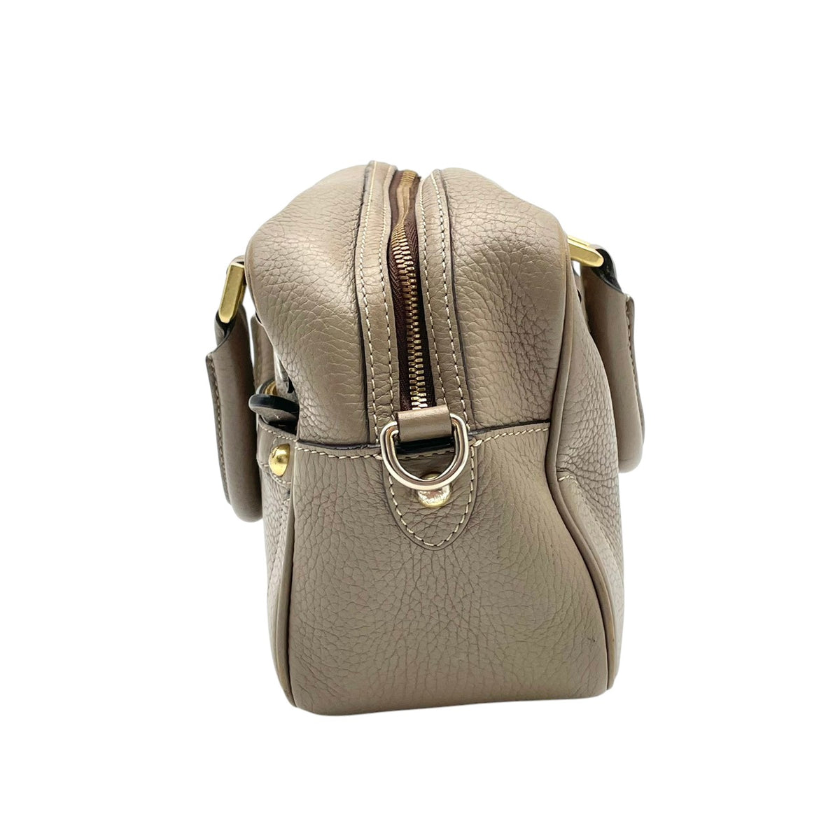 ジェイアンドエムデヴィッドソン J&M DAVIDSON BABY MIA ベイビー ミア ハンドバッグ ボストンバッグ 手提げかばん シュリンクレザー 本革 グレージュ ベージュ系 ゴールド金具 クラシカル エレガント レディース S51