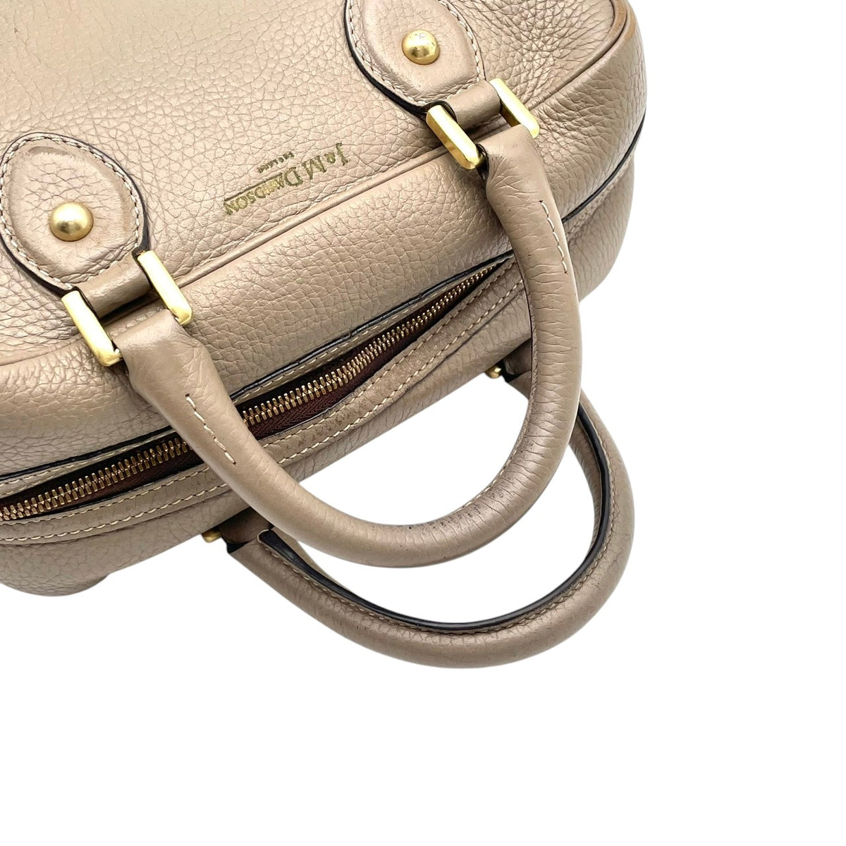 ジェイアンドエムデヴィッドソン J&M DAVIDSON BABY MIA ベイビー ミア ハンドバッグ ボストンバッグ 手提げかばん シュリンクレザー 本革 グレージュ ベージュ系 ゴールド金具 クラシカル エレガント レディース S51