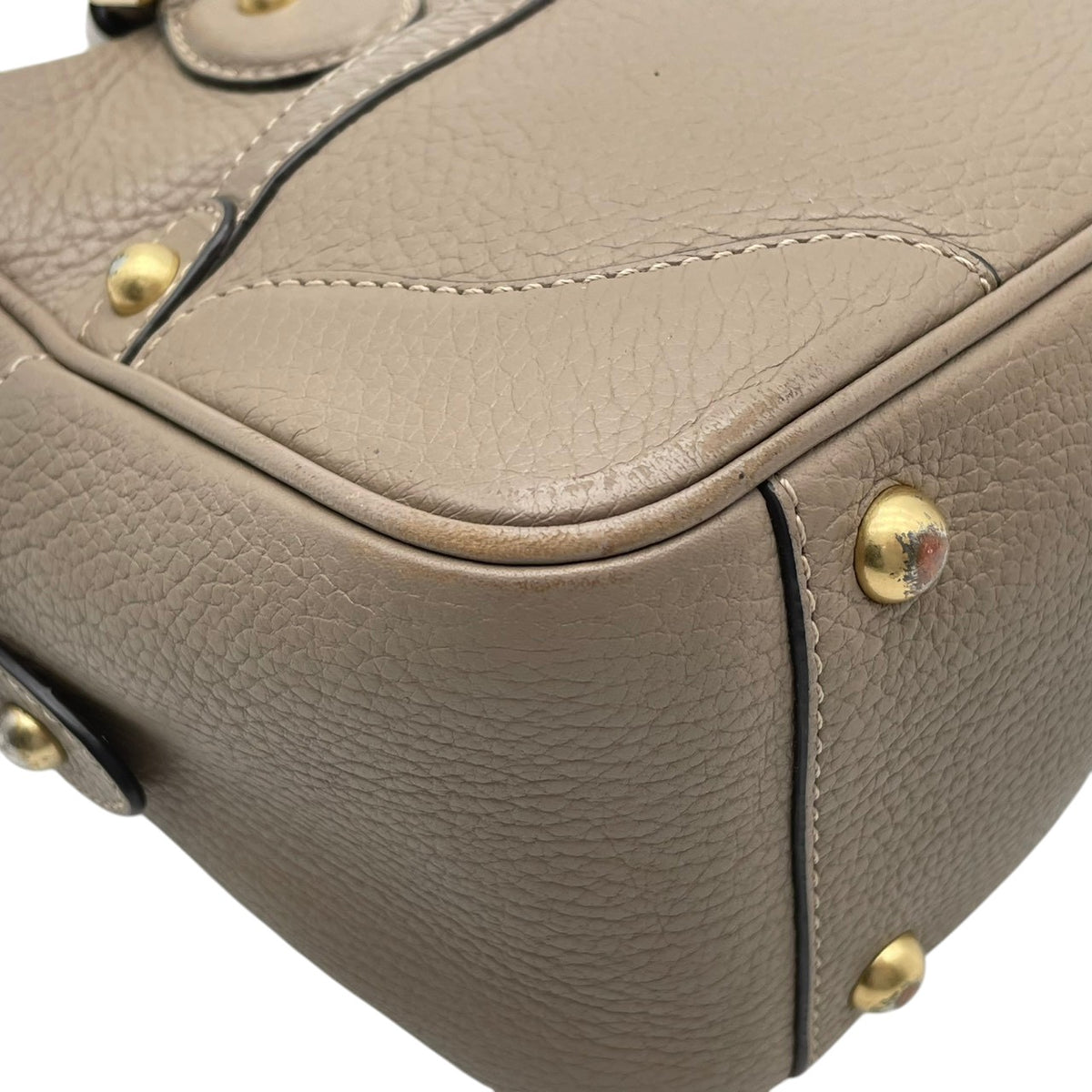 ジェイアンドエムデヴィッドソン J&M DAVIDSON BABY MIA ベイビー ミア ハンドバッグ ボストンバッグ 手提げかばん シュリンクレザー 本革 グレージュ ベージュ系 ゴールド金具 クラシカル エレガント レディース S51