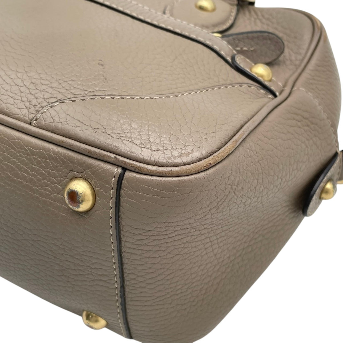 ジェイアンドエムデヴィッドソン J&M DAVIDSON BABY MIA ベイビー ミア ハンドバッグ ボストンバッグ 手提げかばん シュリンクレザー 本革 グレージュ ベージュ系 ゴールド金具 クラシカル エレガント レディース S51