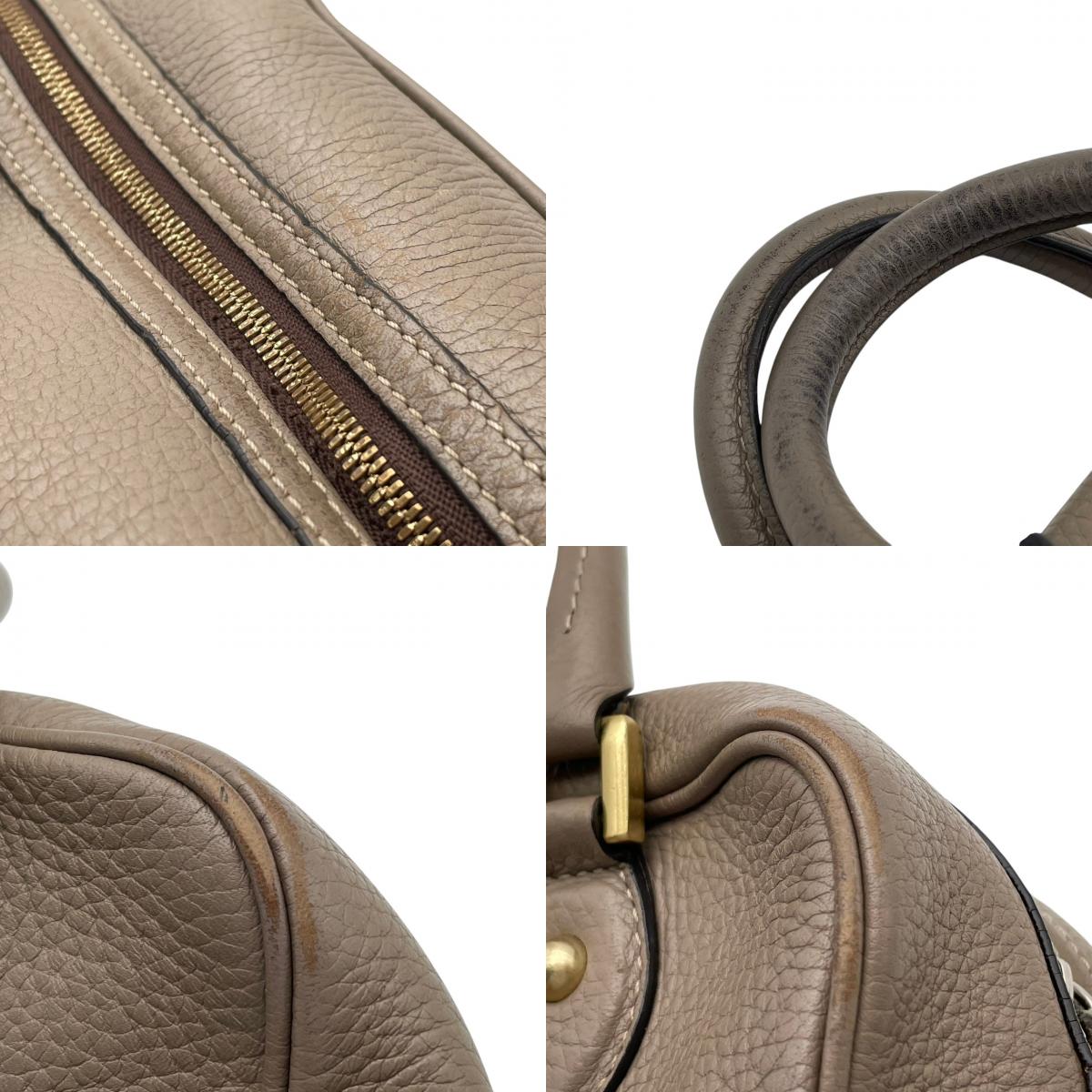 ジェイアンドエムデヴィッドソン J&M DAVIDSON BABY MIA ベイビー ミア ハンドバッグ ボストンバッグ 手提げかばん シュリンクレザー 本革 グレージュ ベージュ系 ゴールド金具 クラシカル エレガント レディース S51