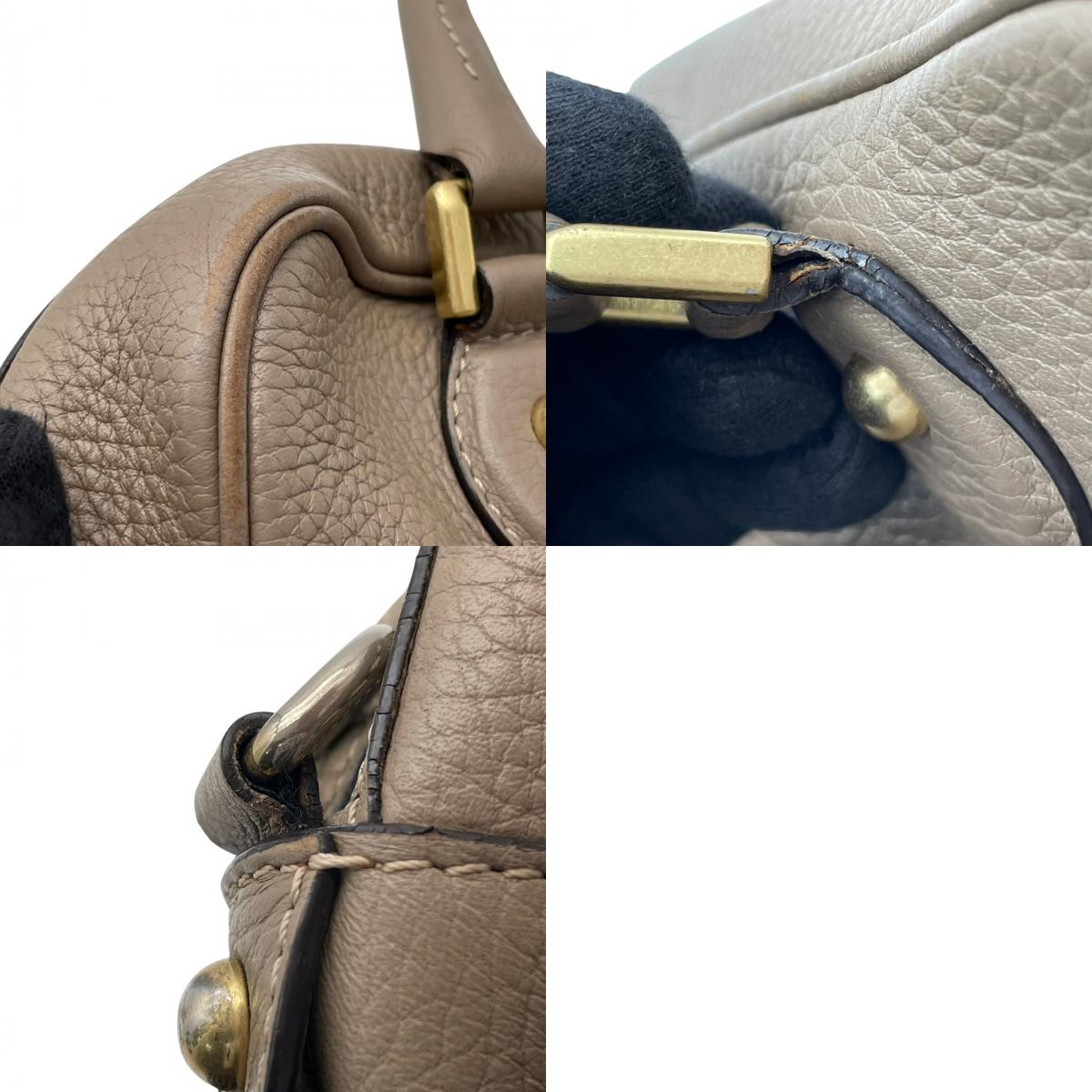 ジェイアンドエムデヴィッドソン J&M DAVIDSON BABY MIA ベイビー ミア ハンドバッグ ボストンバッグ 手提げかばん シュリンクレザー 本革 グレージュ ベージュ系 ゴールド金具 クラシカル エレガント レディース S51
