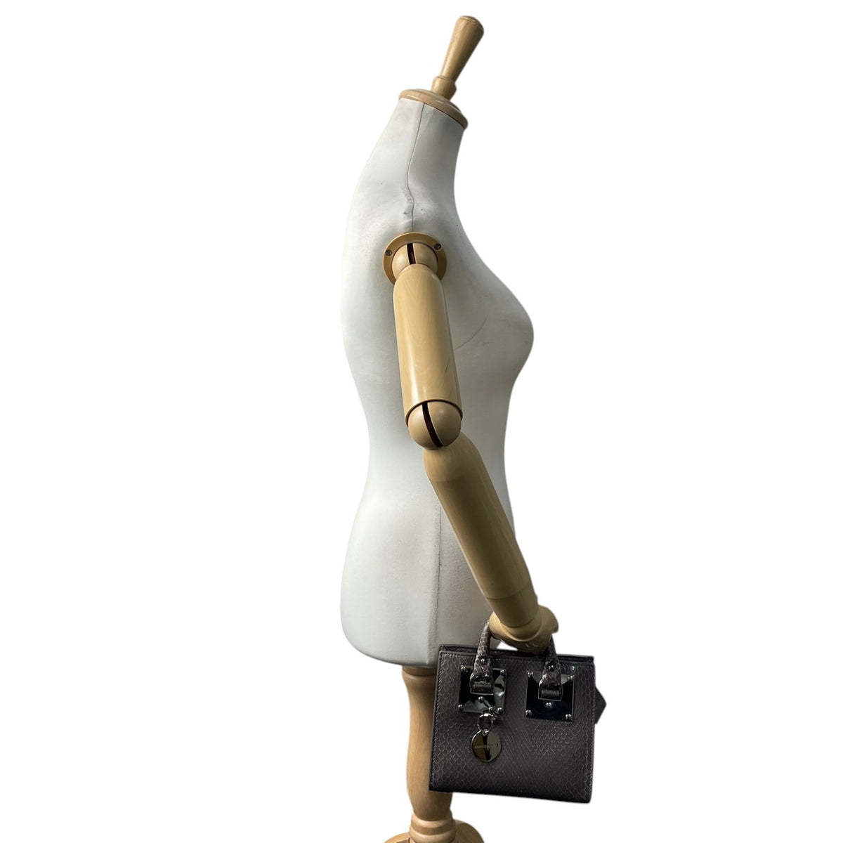 ソフィーヒュルム SOPHIE HULME アルビオン Albion ミニトートバッグ ハンドバッグ 手提げかばん 型押し レザー 本革 グレー ダークグレー シルバー メタル金具 チャーム付き モード エレガント レディース S51