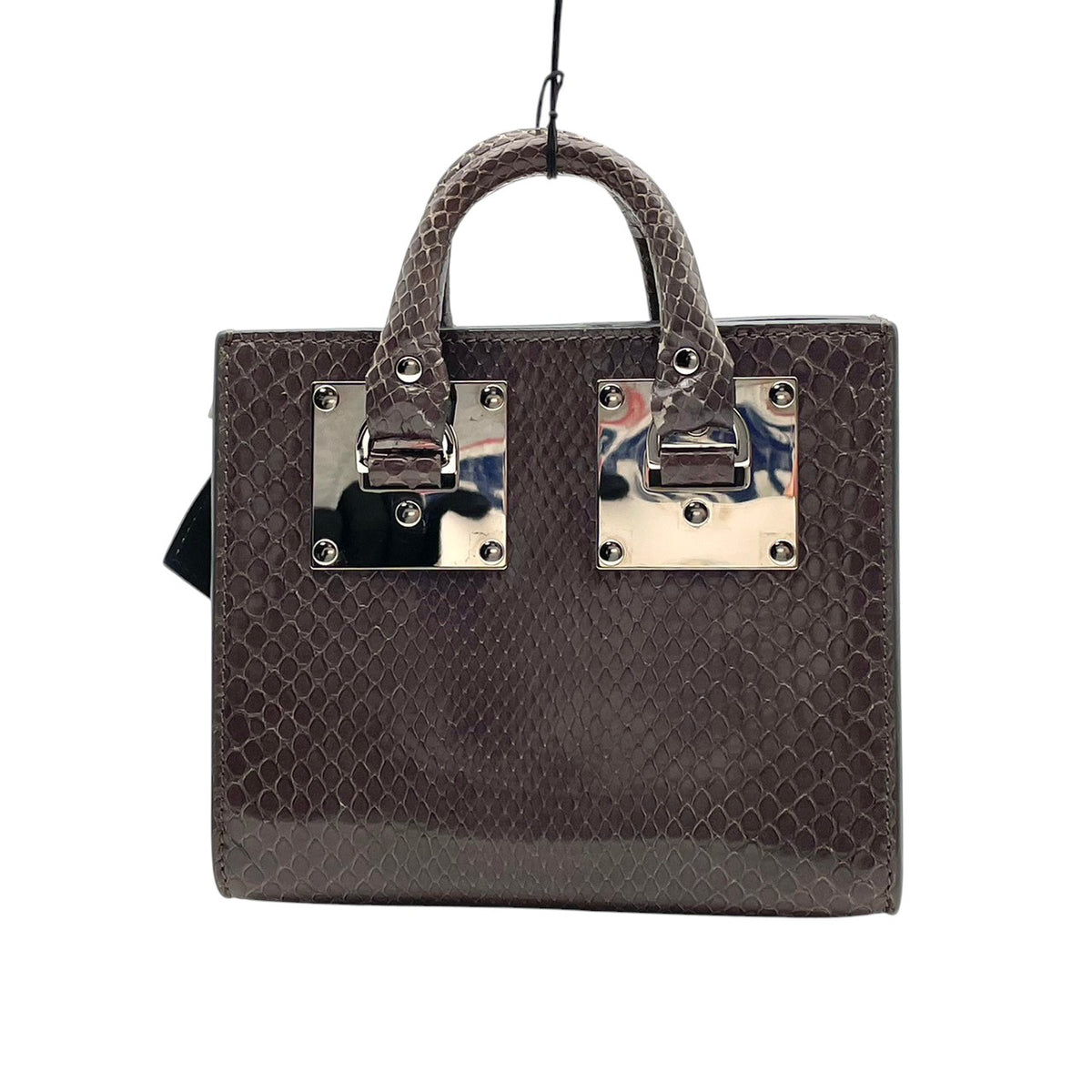 ソフィーヒュルム SOPHIE HULME アルビオン Albion ミニトートバッグ ハンドバッグ 手提げかばん 型押し レザー 本革 グレー ダークグレー シルバー メタル金具 チャーム付き モード エレガント レディース S51
