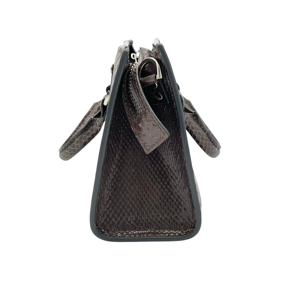 ソフィーヒュルム SOPHIE HULME アルビオン Albion ミニトートバッグ ハンドバッグ 手提げかばん 型押し レザー 本革 グレー ダークグレー シルバー メタル金具 チャーム付き モード エレガント レディース S51