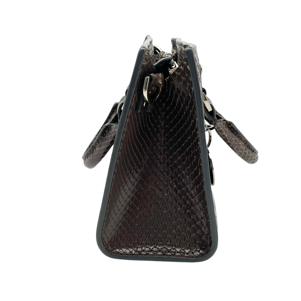 ソフィーヒュルム SOPHIE HULME アルビオン Albion ミニトートバッグ ハンドバッグ 手提げかばん 型押し レザー 本革 グレー ダークグレー シルバー メタル金具 チャーム付き モード エレガント レディース S51