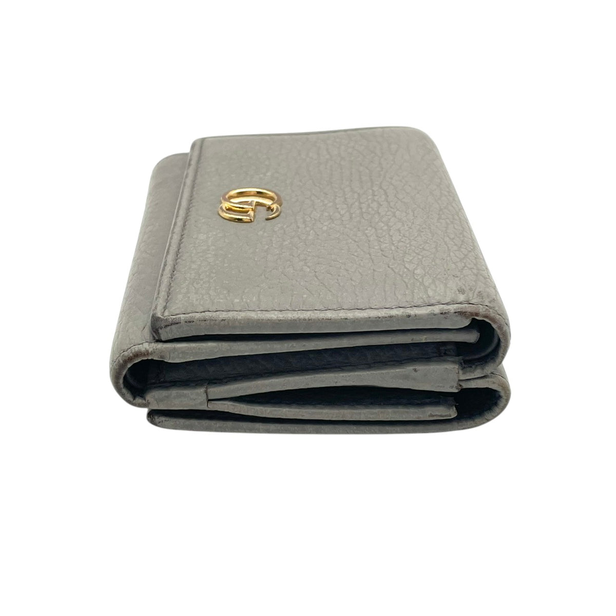 グッチ GUCCI GGマーモント プチ マーモント 三つ折り財布 トライフォールドウォレット コンパクトウォレット ミニ財布 レザー 本革 グレー 灰色 ゴールド金具 ダブルG 474746 レディース メンズ ユニセックス M3