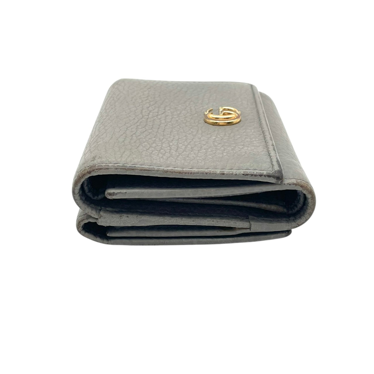 グッチ GUCCI GGマーモント プチ マーモント 三つ折り財布 トライフォールドウォレット コンパクトウォレット ミニ財布 レザー 本革 グレー 灰色 ゴールド金具 ダブルG 474746 レディース メンズ ユニセックス M3
