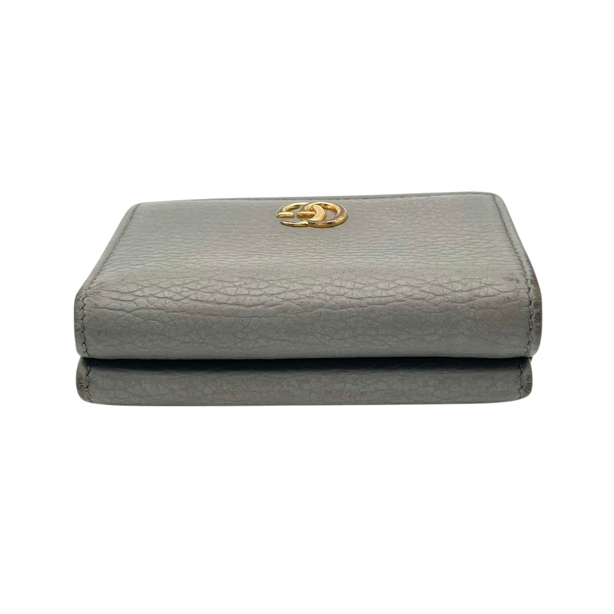 グッチ GUCCI GGマーモント プチ マーモント 三つ折り財布 トライフォールドウォレット コンパクトウォレット ミニ財布 レザー 本革 グレー 灰色 ゴールド金具 ダブルG 474746 レディース メンズ ユニセックス M3