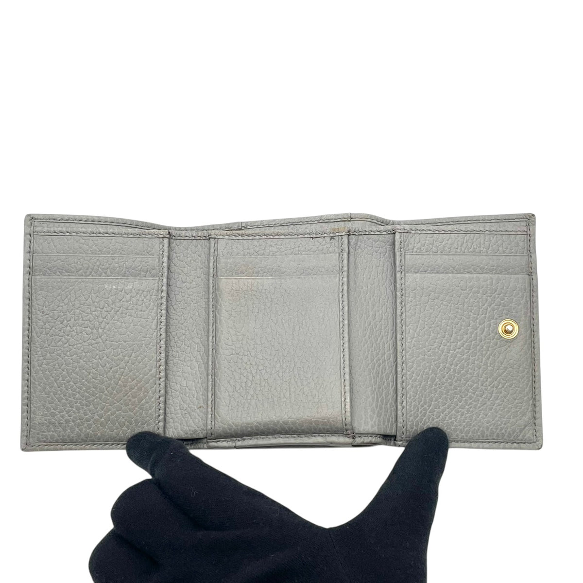 グッチ GUCCI GGマーモント プチ マーモント 三つ折り財布 トライフォールドウォレット コンパクトウォレット ミニ財布 レザー 本革 グレー 灰色 ゴールド金具 ダブルG 474746 レディース メンズ ユニセックス M3