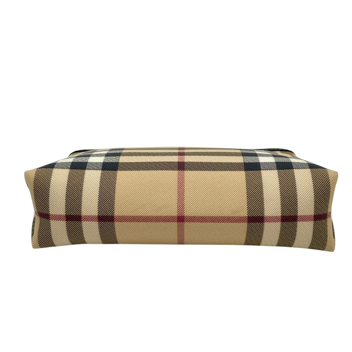 【美品】バーバリー BURBERRY ノバチェック PVC レザー コスメポーチ 化粧ポーチ マルチポーチ 小物入れ メイクポーチ ベージュ ブラック 黒 シルバープレート金具 トラベル エレガント クラシカル レディース メンズ M3