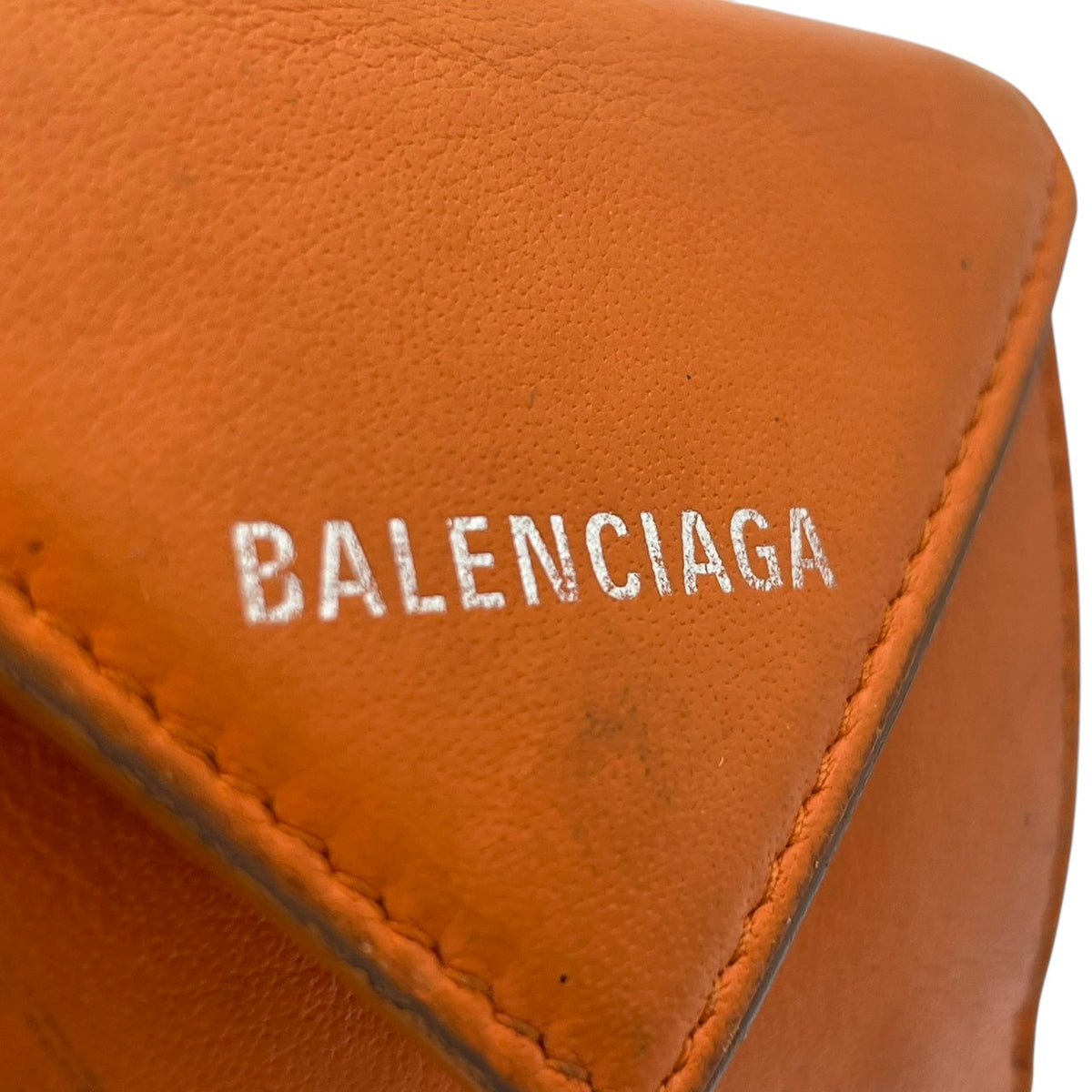 バレンシアガ BALENCIAGA ペーパー ミニ ウォレット Papier Mini Wallet 三つ折り財布 トライフォールド コンパクト ミニ財布 スムースレザー 本革 オレンジ 橙色 シルバーロゴ刻印 クラシカル カジュアル メンズ レディース M3