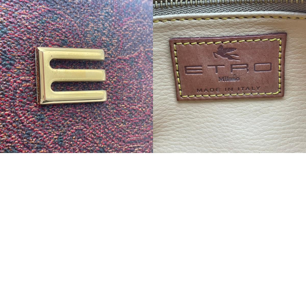 美品 ETRO エトロ ペイズリー トートバッグ ショルダーバッグ ブラウン 総柄 レザー イタリア製 ヴィンテージ 肩掛け レディース 上品 エレガント 通勤 デイリー ゴールド金具 横長 軽量 高級 ブランドバッグ S70