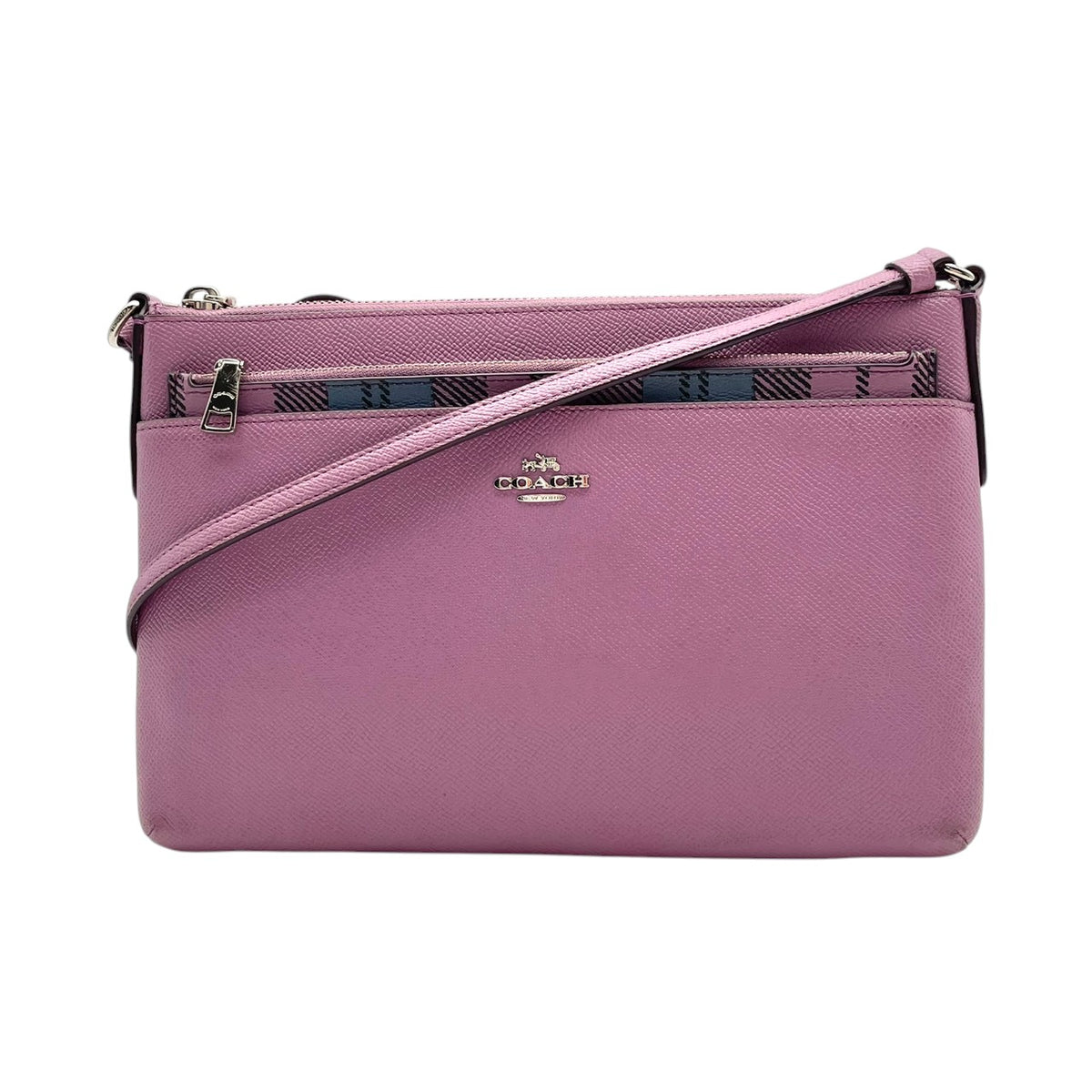 【良品】COACH コーチ F22252 クロスボディ ショルダーバッグ 斜め掛け レザー ライトパープル レディース デイリー カジュアル シンプル 可愛い ポシェット S86