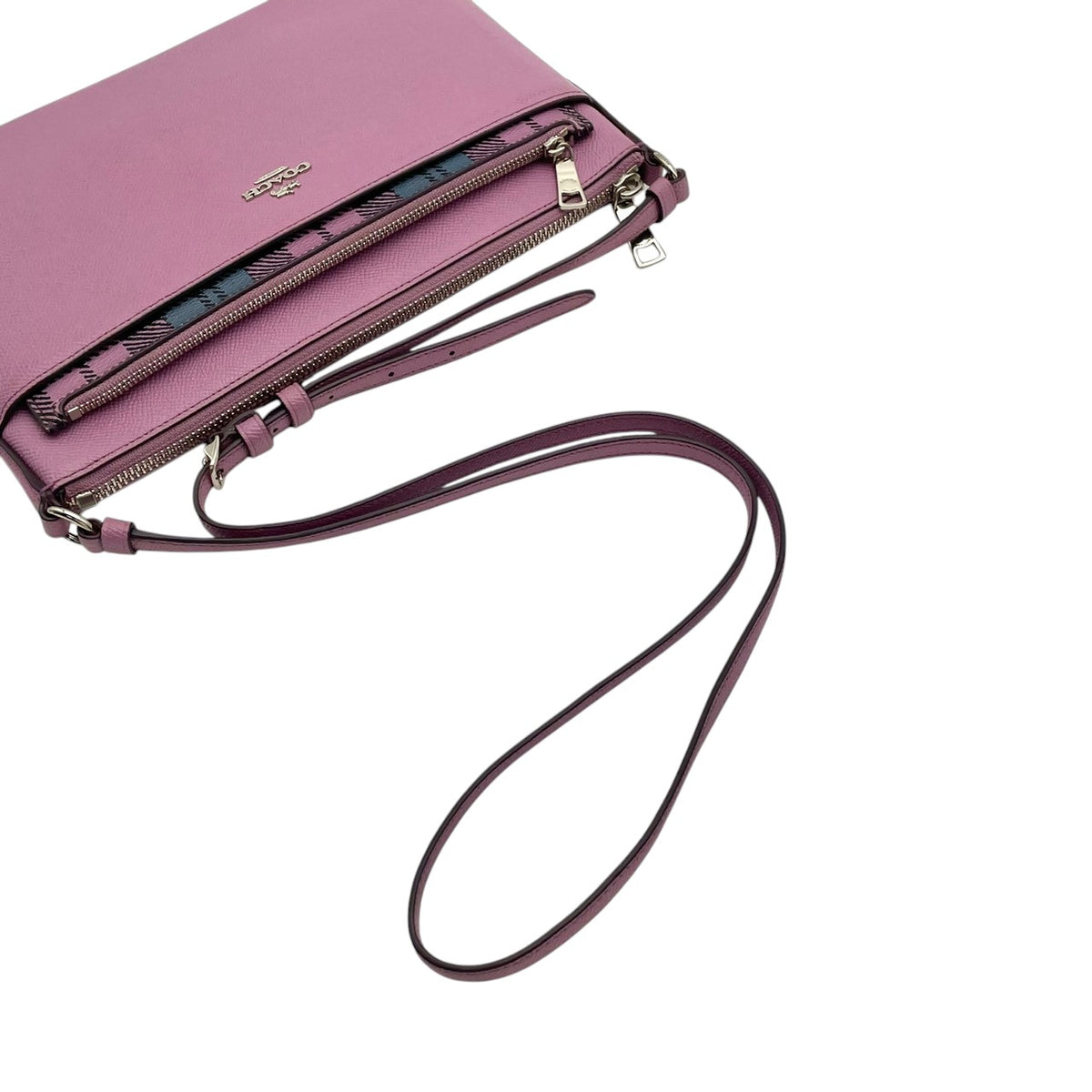【良品】COACH コーチ F22252 クロスボディ ショルダーバッグ 斜め掛け レザー ライトパープル レディース デイリー カジュアル シンプル 可愛い ポシェット S86