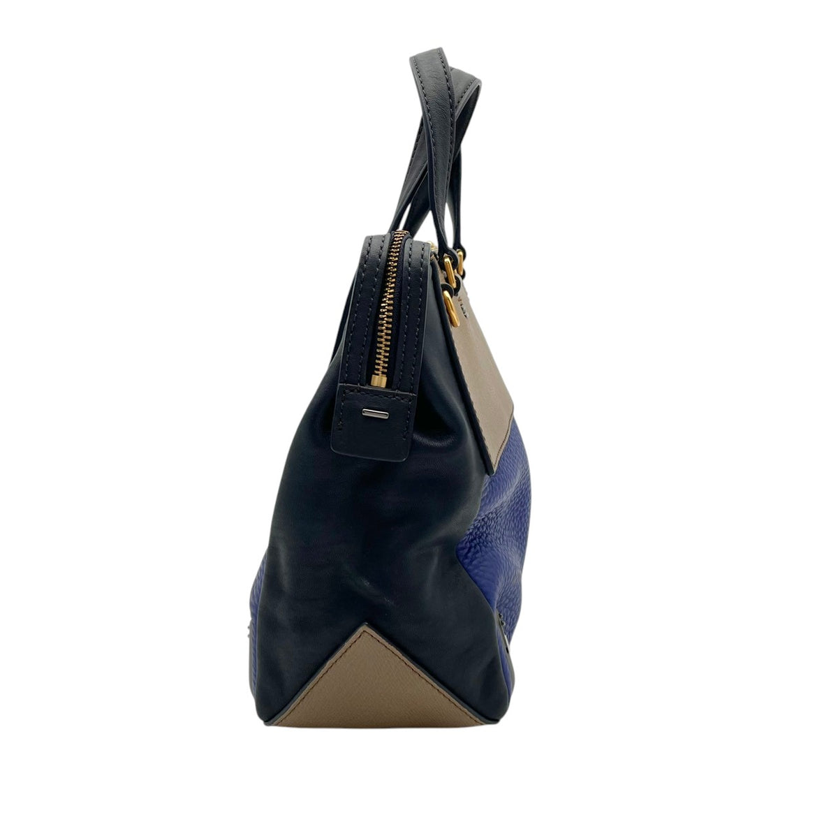 【良品】MARC BY MARC JACOBS マークバイマークジェイコブス シェルタードアイランド ハンドバッグ トートバッグ レザー 本革 ブルー ベージュ バイカラー レディース エレガント デイリーユース 通勤 通学 鞄 オシャレ S86
