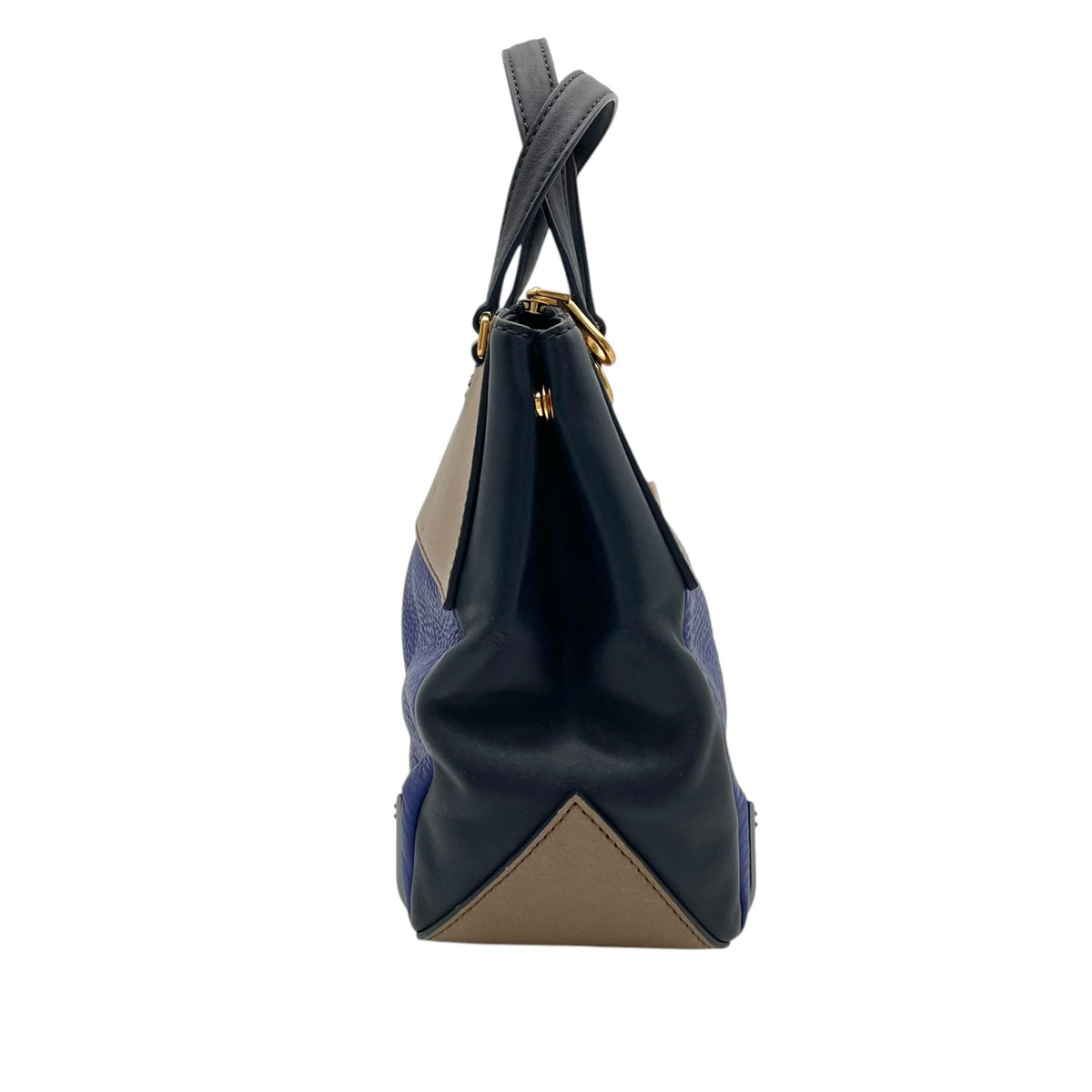 【良品】MARC BY MARC JACOBS マークバイマークジェイコブス シェルタードアイランド ハンドバッグ トートバッグ レザー 本革 ブルー ベージュ バイカラー レディース エレガント デイリーユース 通勤 通学 鞄 オシャレ S86