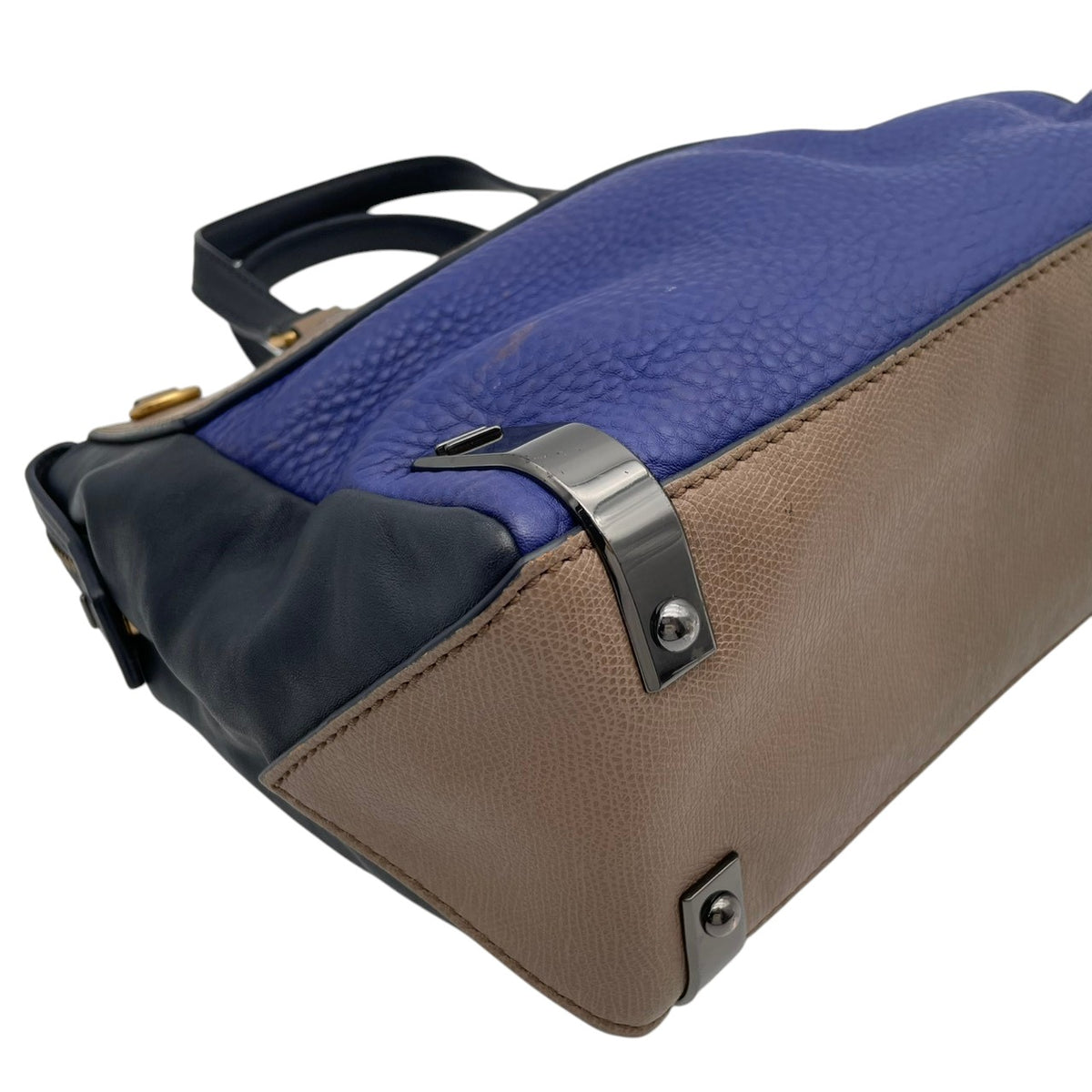 【良品】MARC BY MARC JACOBS マークバイマークジェイコブス シェルタードアイランド ハンドバッグ トートバッグ レザー 本革 ブルー ベージュ バイカラー レディース エレガント デイリーユース 通勤 通学 鞄 オシャレ S86