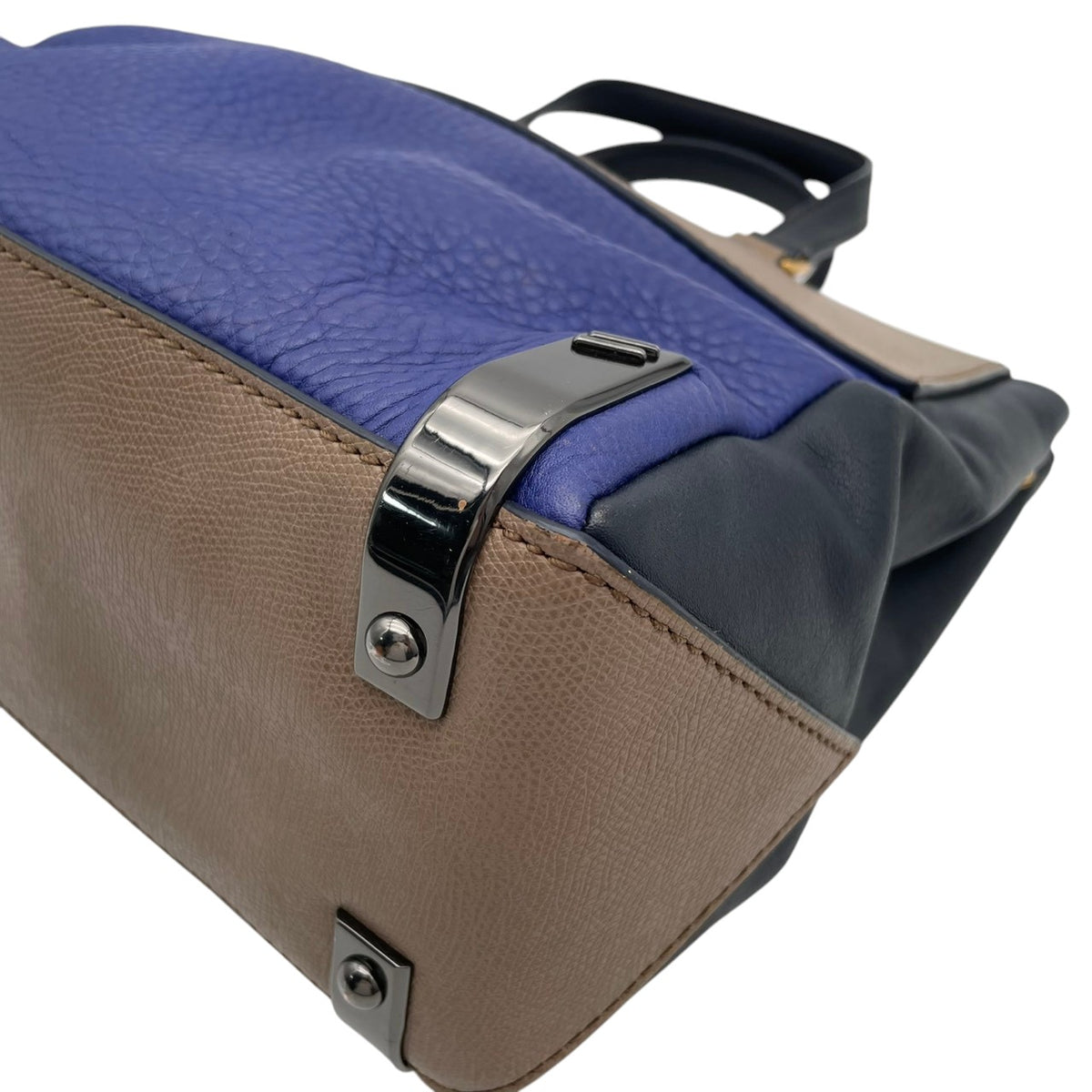 【良品】MARC BY MARC JACOBS マークバイマークジェイコブス シェルタードアイランド ハンドバッグ トートバッグ レザー 本革 ブルー ベージュ バイカラー レディース エレガント デイリーユース 通勤 通学 鞄 オシャレ S86