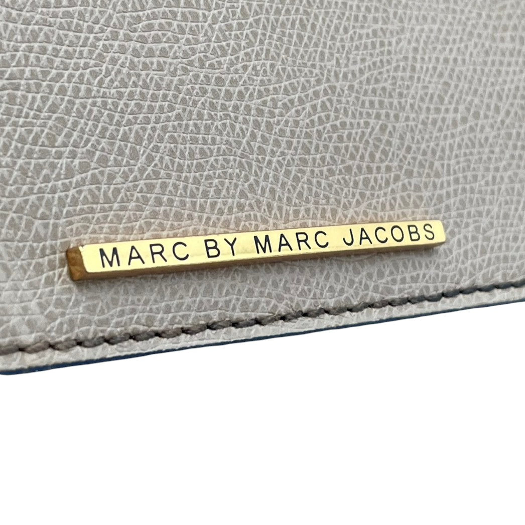 【良品】MARC BY MARC JACOBS マークバイマークジェイコブス シェルタードアイランド ハンドバッグ トートバッグ レザー 本革 ブルー ベージュ バイカラー レディース エレガント デイリーユース 通勤 通学 鞄 オシャレ S86