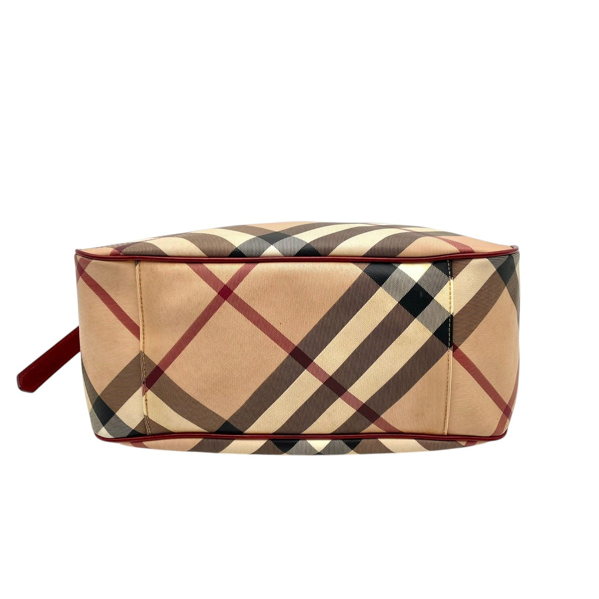 【良品】BURBERRY バーバリー ショルダーバッグ ホーボーバッグ ワンショルダー ノバチェック メガチェック PVC レザー 本革 ベージュ ワインレッド ボルドー 肩掛け 大容量 A4収納可能 レディース エレガント カジュアル 通勤 S86