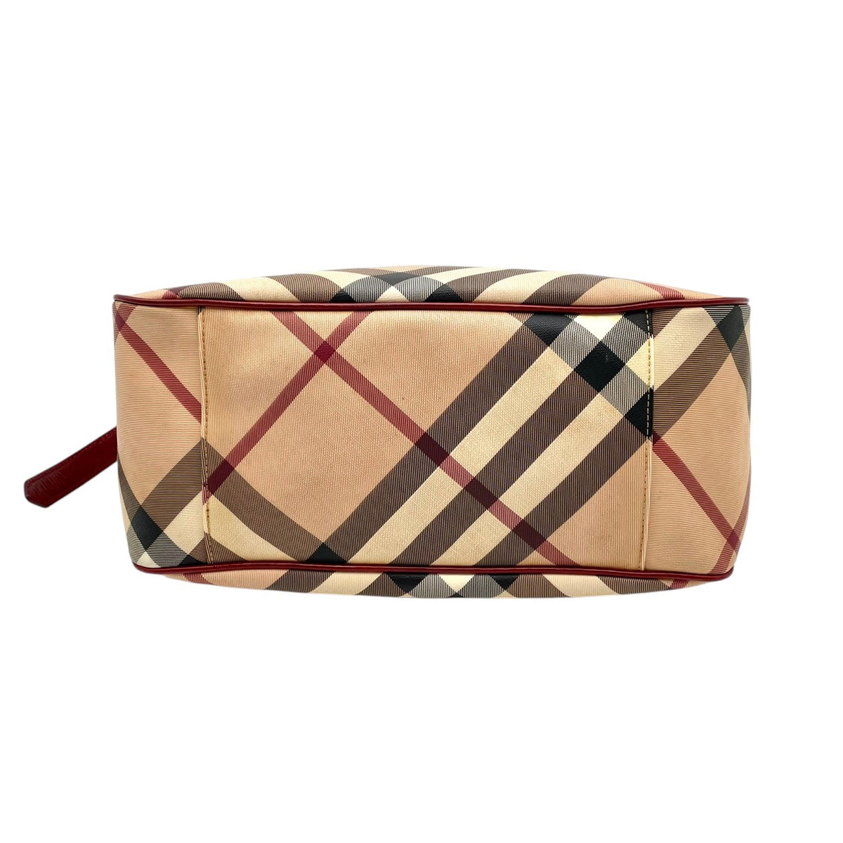 【良品】BURBERRY バーバリー ショルダーバッグ ホーボーバッグ ワンショルダー ノバチェック メガチェック PVC レザー 本革 ベージュ ワインレッド ボルドー 肩掛け 大容量 A4収納可能 レディース エレガント カジュアル 通勤 S86