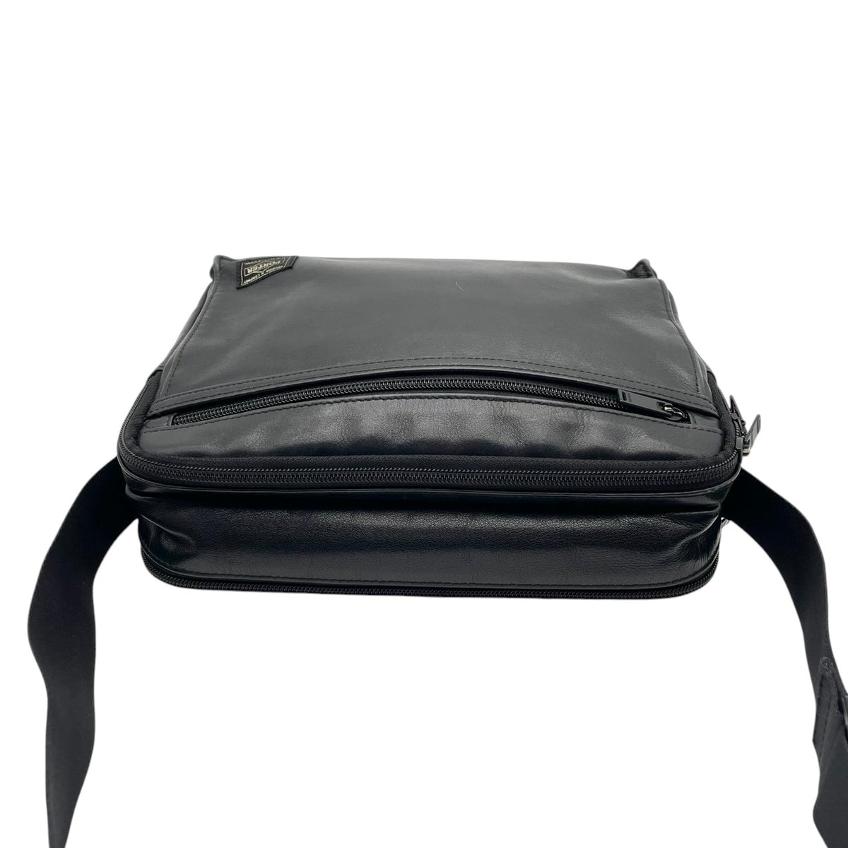 【良品】PORTER ポーター 吉田カバン ショルダーバッグ クロスボディバッグ レザー 本革 ネイビー 紺 斜め掛け メンズ レディース ユニセックス 通勤 通学 デイリーユース カジュアル シンプル おしゃれ かばん S92