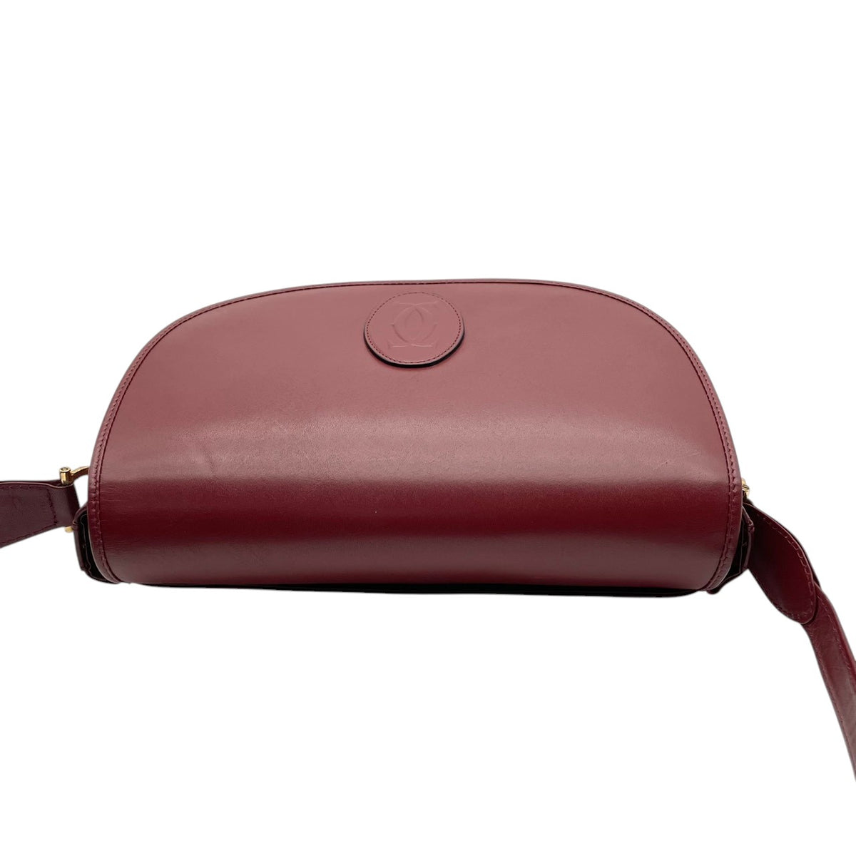 【美品】Cartier カルティエ マストライン ショルダーバッグ フラップ 斜め掛け 肩掛け レザー 本革 ボルドー 赤系 ゴールド金具 ダブルC ロゴ刻印 ヴィンテージ クラシカル エレガント 上品 高級感 レディース かばん S92