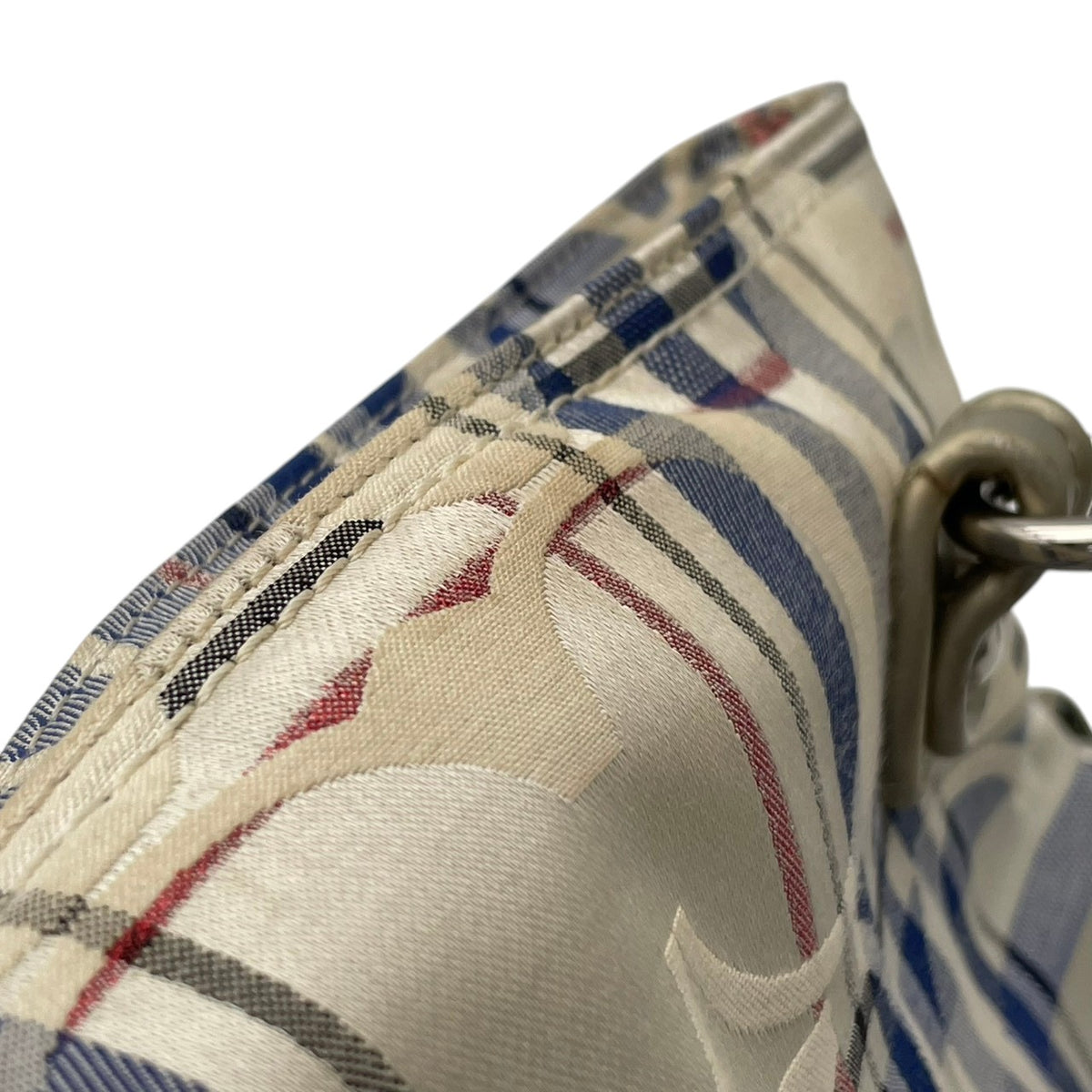【良品】COACH コーチ 21139 ポピー タータン フォルドオーバー シグネチャー 2WAY ショルダーバッグ ハンドバッグ トートバッグ キャンバス レザー アイボリー ブルー チェック 斜め掛け 肩掛け レディース A4 通勤 通学 カバン S92