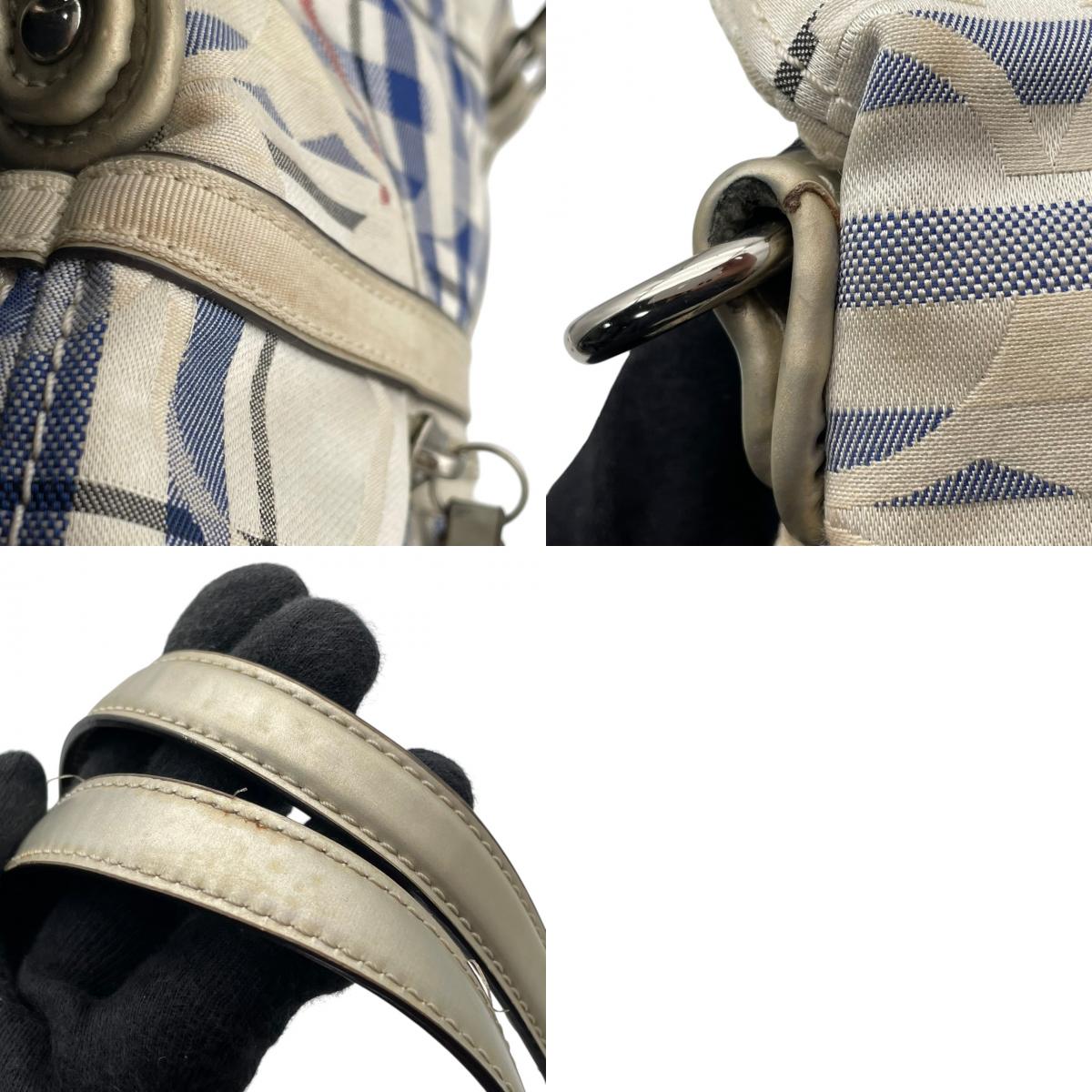 【良品】COACH コーチ 21139 ポピー タータン フォルドオーバー シグネチャー 2WAY ショルダーバッグ ハンドバッグ トートバッグ キャンバス レザー アイボリー ブルー チェック 斜め掛け 肩掛け レディース A4 通勤 通学 カバン S92