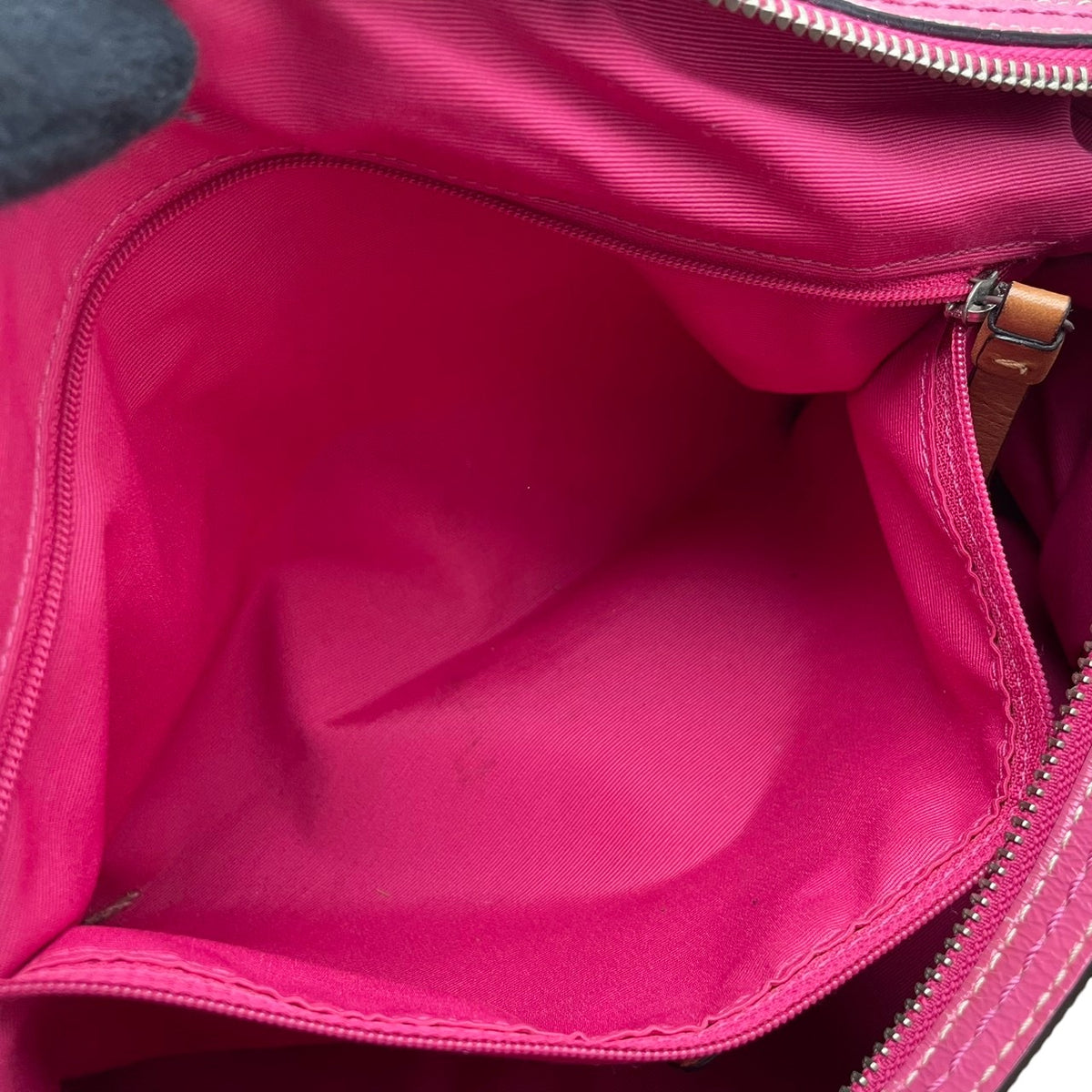 【良品】COACH コーチ F13551 シグネチャー ストライプ ミニボストンバッグ ハンドバッグ トートバッグ キャンバス レザー ベージュ ピンク パテントレザー レディース 肩掛け デイリー カジュアル おしゃれ かわいい S92