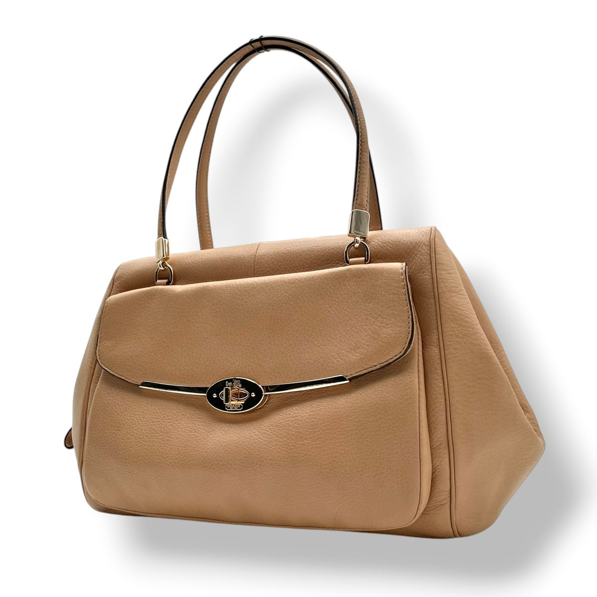 【美品】COACH コーチ 25166 マディソン マデリン サッチェル ハンドバッグ トートバッグ レザー 本革 ベージュ レディース エレガント フォーマル カジュアル 通勤 通学 お出かけ カバン 鞄 上品 シンプル S92