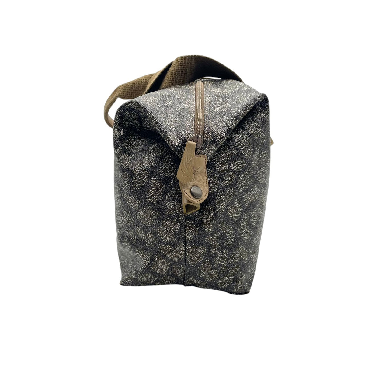 【美品】イヴサンローラン YSL ボストンバッグ ジラフ柄 PVCレザー ブラウン ベージュ ヴィンテージ 肩掛け 大容量 旅行 出張 トラベル メンズ レディース カバン 鞄 オシャレ S20