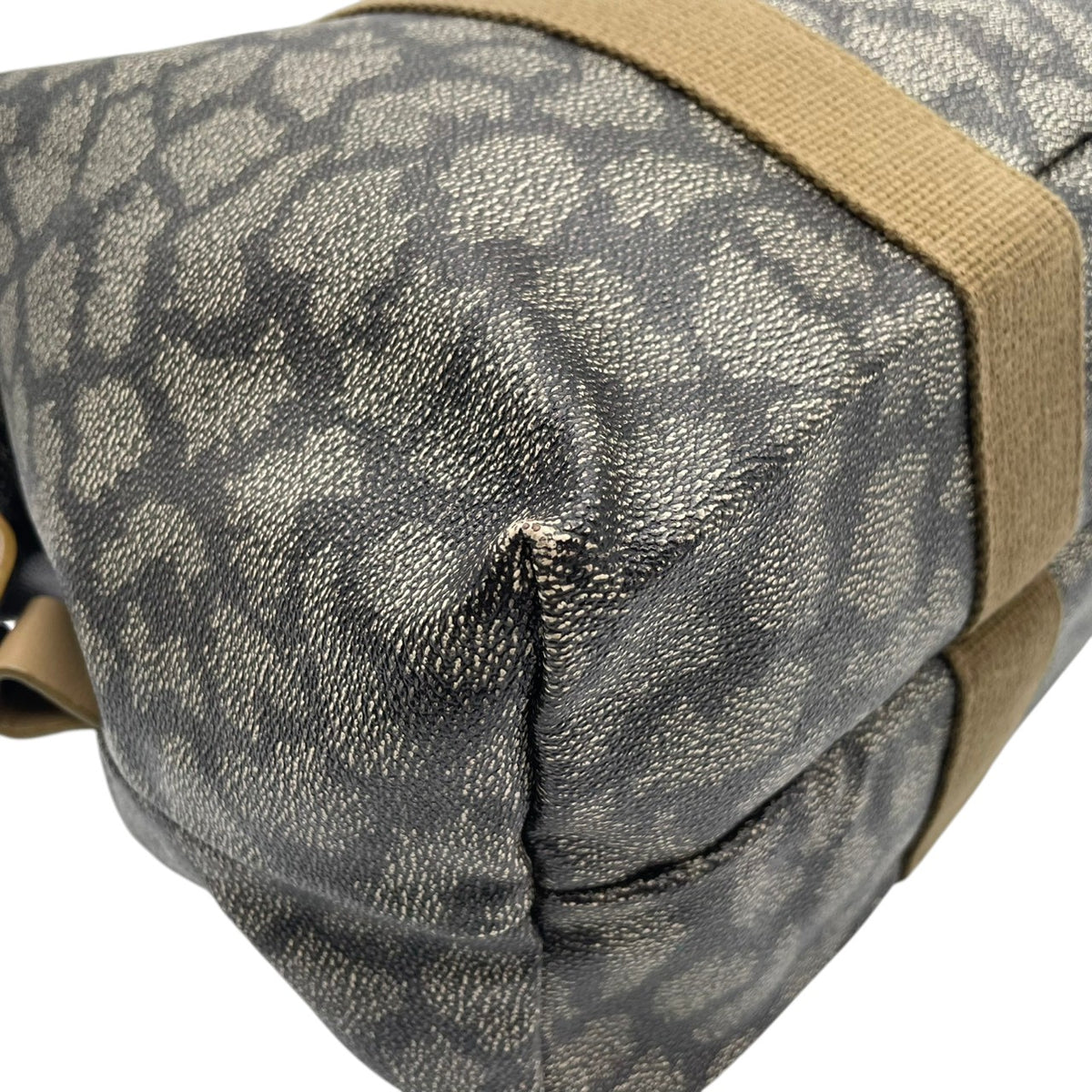 【美品】イヴサンローラン YSL ボストンバッグ ジラフ柄 PVCレザー ブラウン ベージュ ヴィンテージ 肩掛け 大容量 旅行 出張 トラベル メンズ レディース カバン 鞄 オシャレ S20