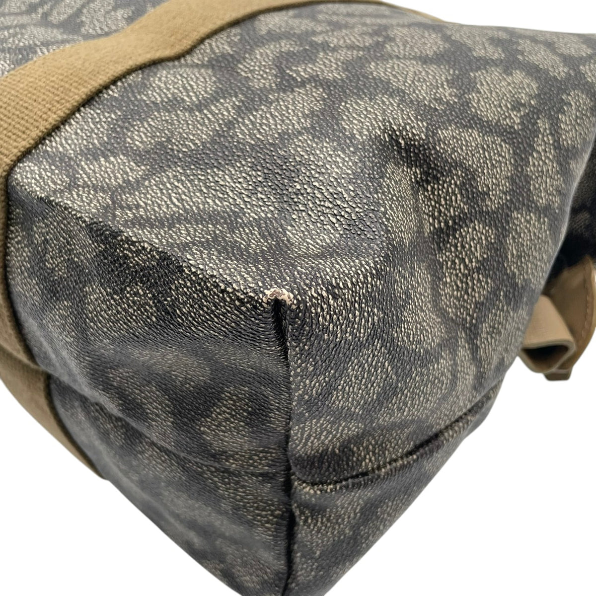 【美品】イヴサンローラン YSL ボストンバッグ ジラフ柄 PVCレザー ブラウン ベージュ ヴィンテージ 肩掛け 大容量 旅行 出張 トラベル メンズ レディース カバン 鞄 オシャレ S20