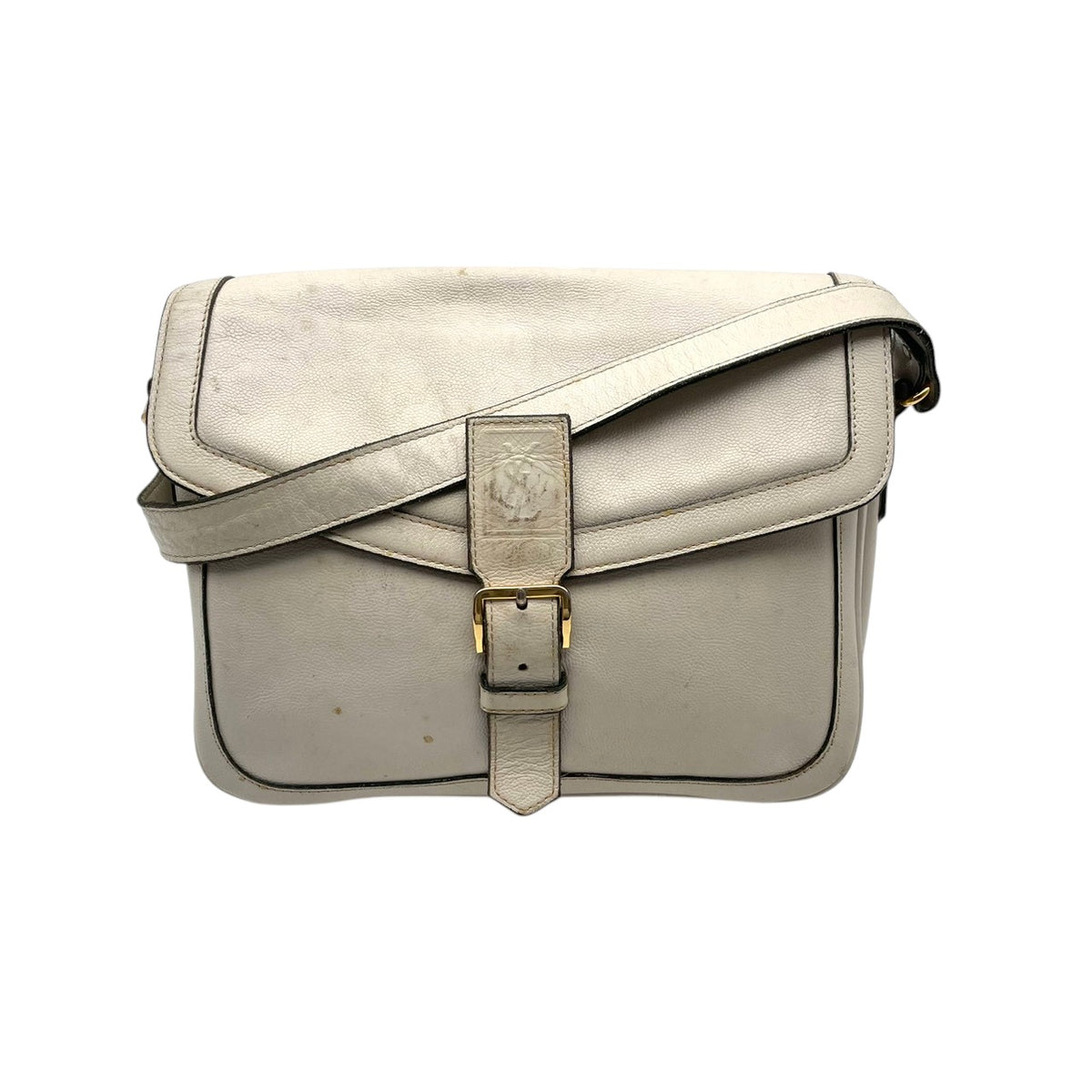 【良品】イヴサンローラン YSL ショルダーバッグ PVCレザー アイボリー 白系 斜め掛け 肩掛け フラップ フラップ付き ヴィンテージ YSL刻印 ロゴ刻印 レディース カバン 鞄 お出かけ デイリー カジュアル エレガント 上品 高級感 オシャレ S20