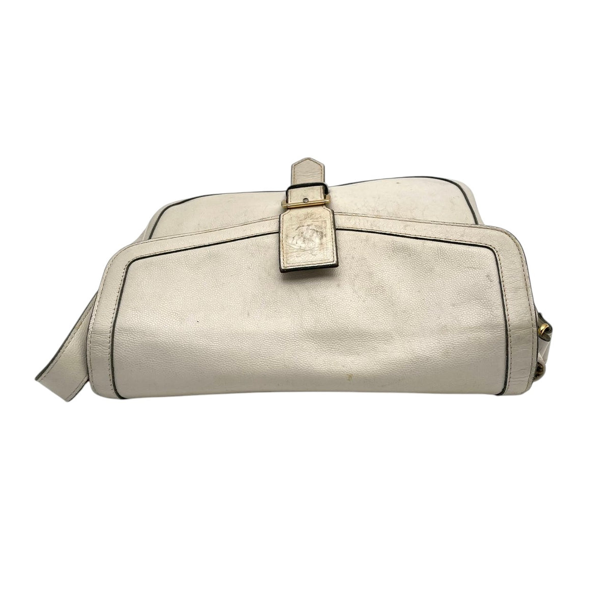 【良品】イヴサンローラン YSL ショルダーバッグ PVCレザー アイボリー 白系 斜め掛け 肩掛け フラップ フラップ付き ヴィンテージ YSL刻印 ロゴ刻印 レディース カバン 鞄 お出かけ デイリー カジュアル エレガント 上品 高級感 オシャレ S20