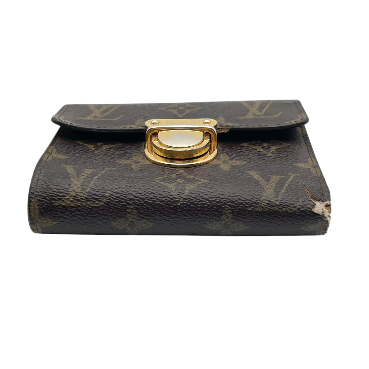 【良品】ルイヴィトン LOUIS VUITTON 三つ折り財布 ポルトフォイユ コアラ モノグラム PVC レザー ブラウン ベージュ 金具 コンパクト ウォレット ミニ財布 箱 保存袋付き メンズ レディース カバン 鞄 オシャレ 高級 ブランド W4