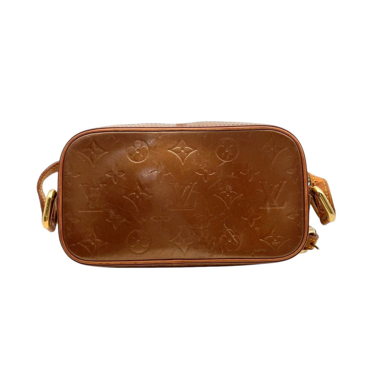 【良品】ルイヴィトン LOUIS VUITTON ショルダーバッグ モノグラム ヴェルニ クリスティMM パテントレザー ブロンズ 斜め掛け 肩掛け エナメル フラップポケット クラシック 高級感 エレガント 上品 レディース ブランド S20