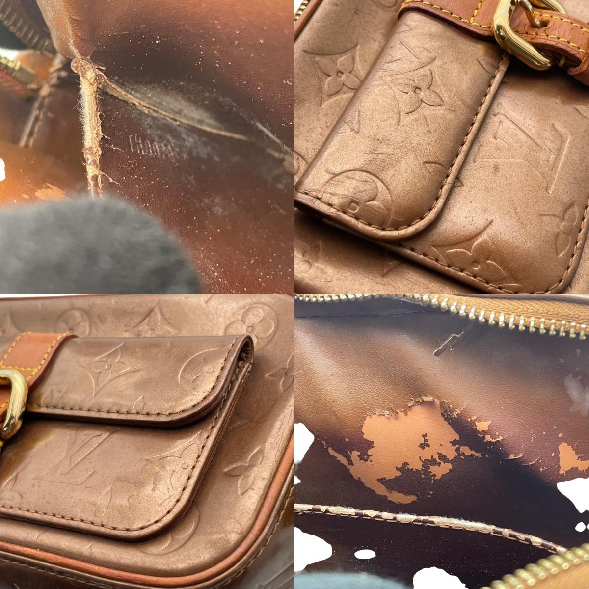【良品】ルイヴィトン LOUIS VUITTON ショルダーバッグ モノグラム ヴェルニ クリスティMM パテントレザー ブロンズ 斜め掛け 肩掛け エナメル フラップポケット クラシック 高級感 エレガント 上品 レディース ブランド S20
