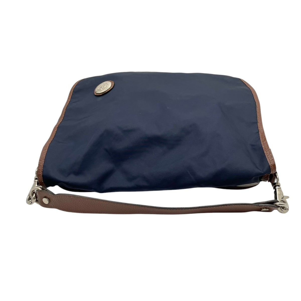 【良品】Orobianco オロビアンコ 2WAY ショルダーバッグ ハンドバッグ ナイロン レザー ネイビー 紺 ブラウン 茶 斜め掛け 肩掛け A4収納可能 軽量 ビジネス カジュアル メンズ レディース カバン 鞄 S98ｖ