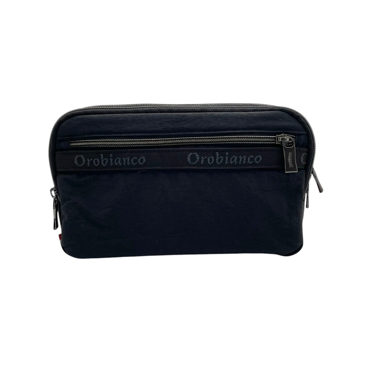 【美品】Orobianco オロビアンコ ボディバッグ ウエストバッグ クラッチバッグ セカンドバッグ 2WAY ナイロン レザー ブラック 黒 メンズ レディース 斜め掛け コンパクト 旅行 トラベル カバン 鞄 S98