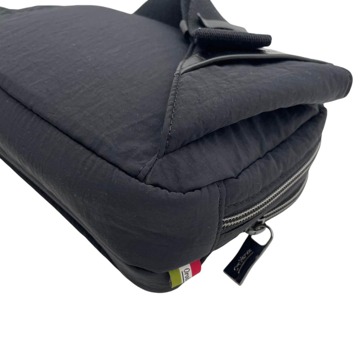 【美品】Orobianco オロビアンコ ボディバッグ ウエストバッグ クラッチバッグ セカンドバッグ 2WAY ナイロン レザー ブラック 黒 メンズ レディース 斜め掛け コンパクト 旅行 トラベル カバン 鞄 S98