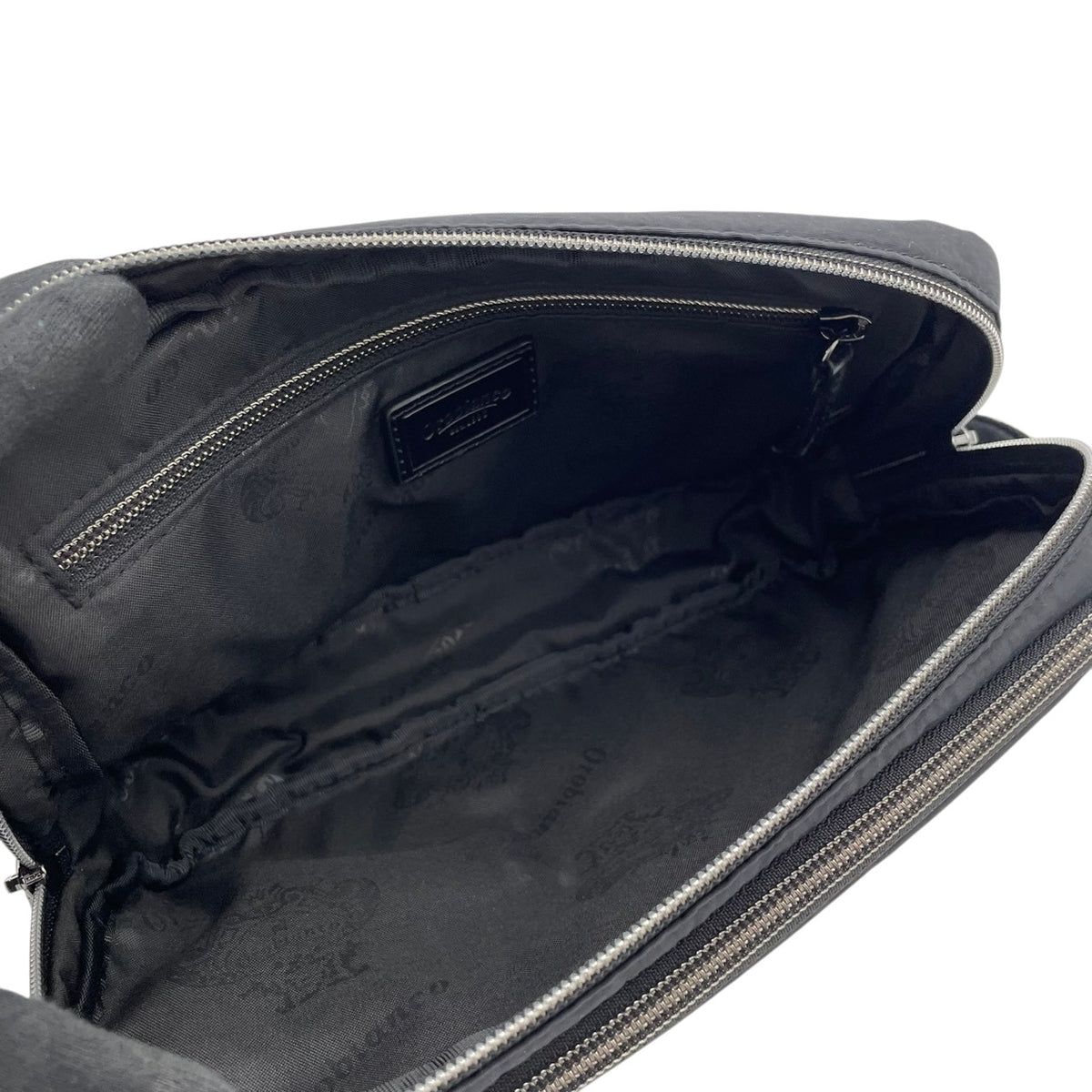 【美品】Orobianco オロビアンコ ボディバッグ ウエストバッグ クラッチバッグ セカンドバッグ 2WAY ナイロン レザー ブラック 黒 メンズ レディース 斜め掛け コンパクト 旅行 トラベル カバン 鞄 S98
